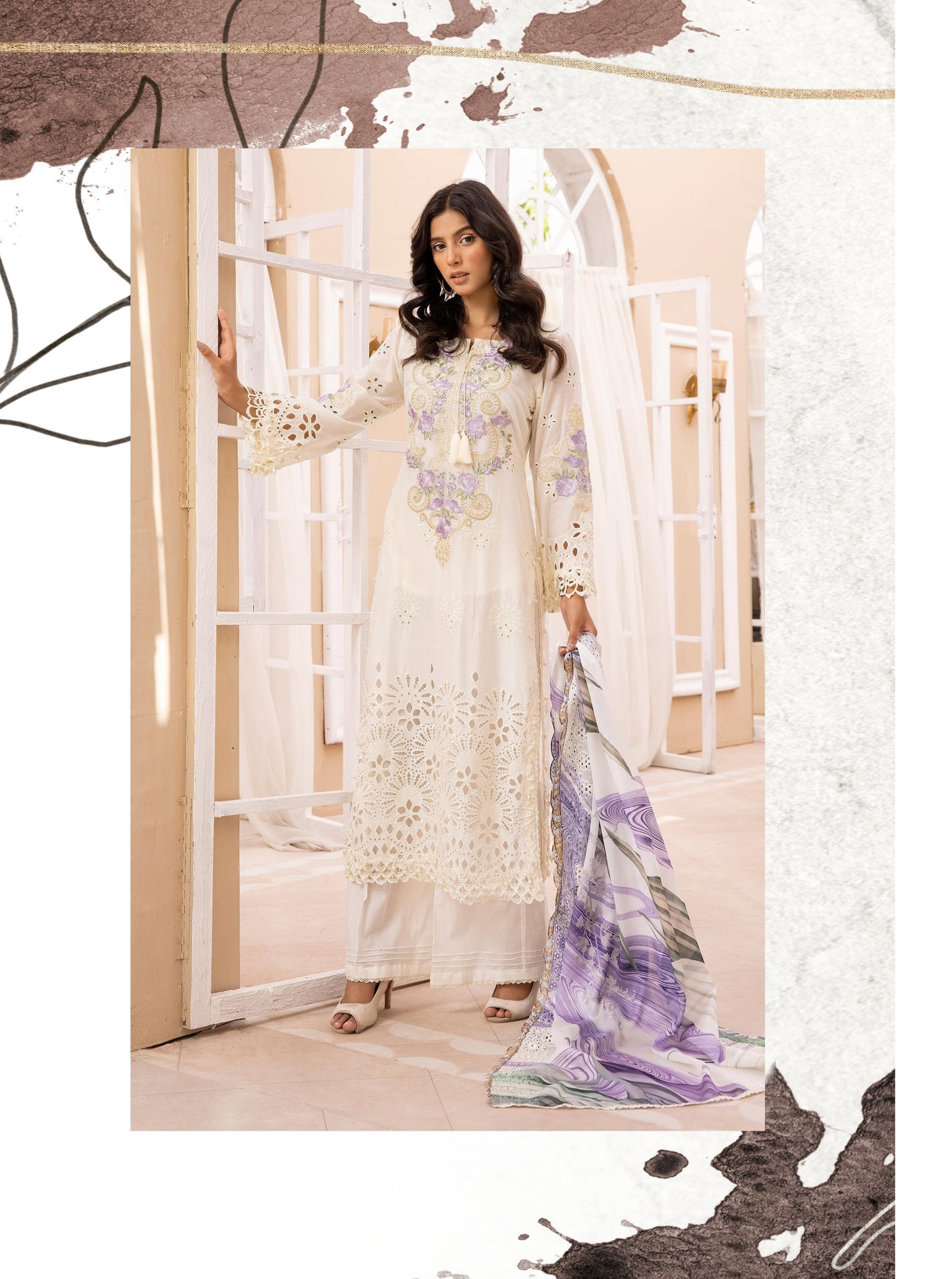 SIMRANS ‘AAFREEN’ | EMBROIDERED COTTON CHIKENKARI READYMADE TRADITIONAL WOMENSWEAR 133