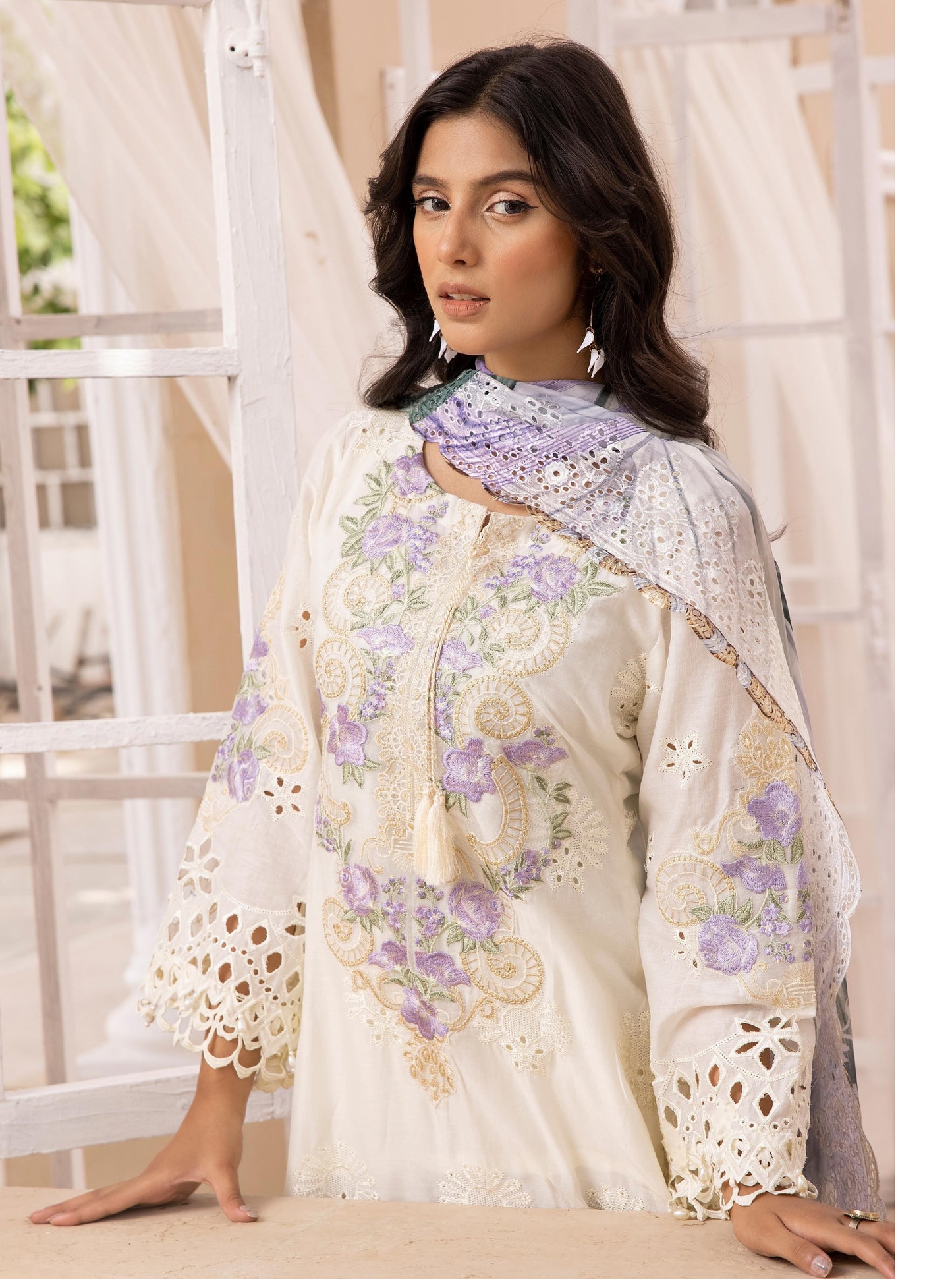 SIMRANS ‘AAFREEN’ | EMBROIDERED COTTON CHIKENKARI READYMADE TRADITIONAL WOMENSWEAR 133