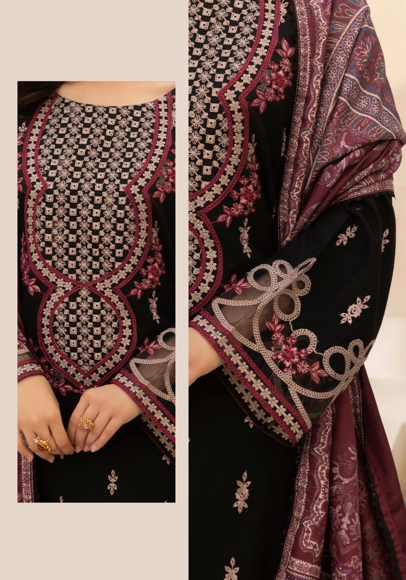 EMBER DHANAK EMBROIDERED 3PC READYMADE Mehak 202502