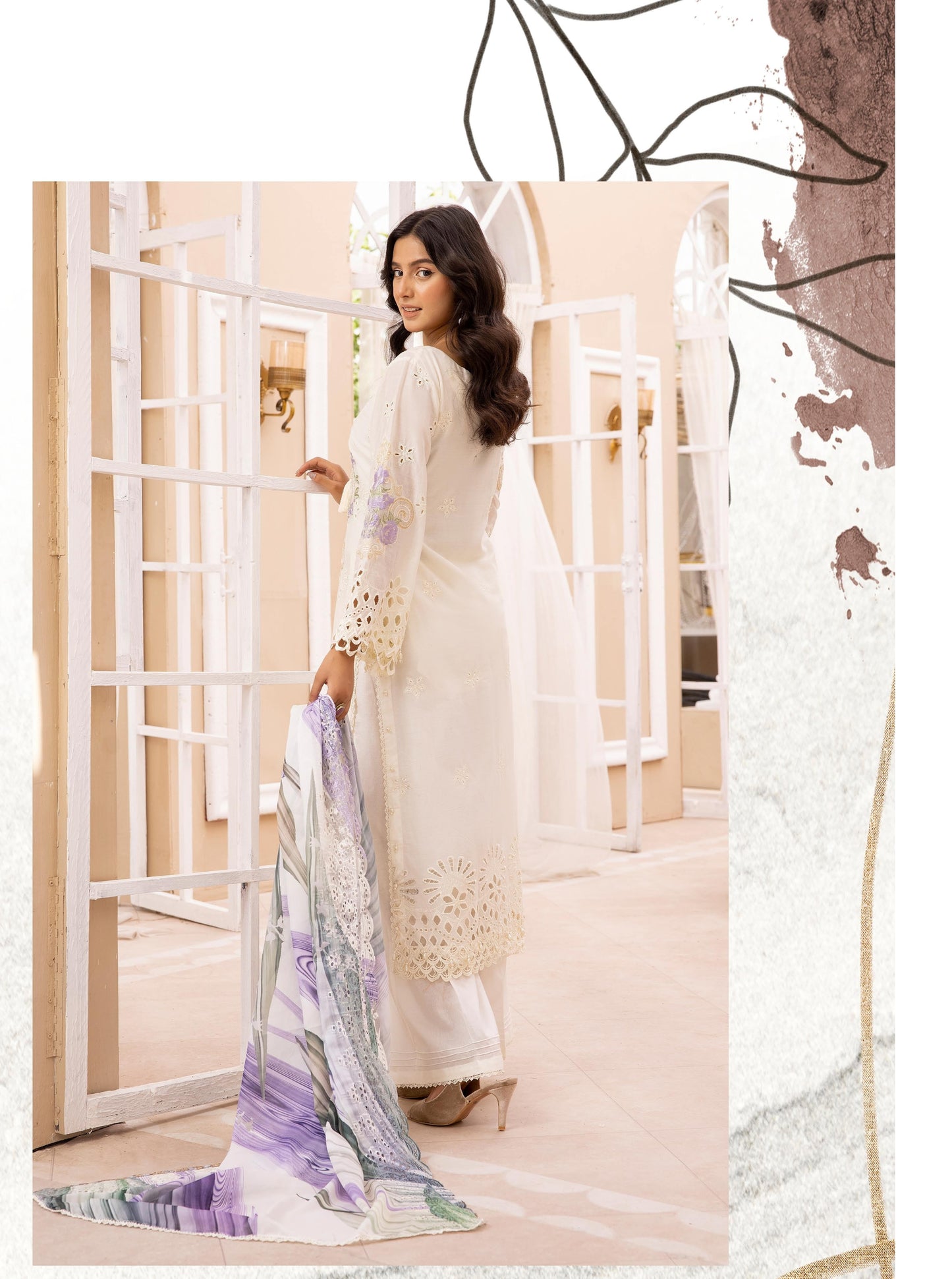 SIMRANS ‘AAFREEN’ | EMBROIDERED COTTON CHIKENKARI READYMADE TRADITIONAL WOMENSWEAR 133