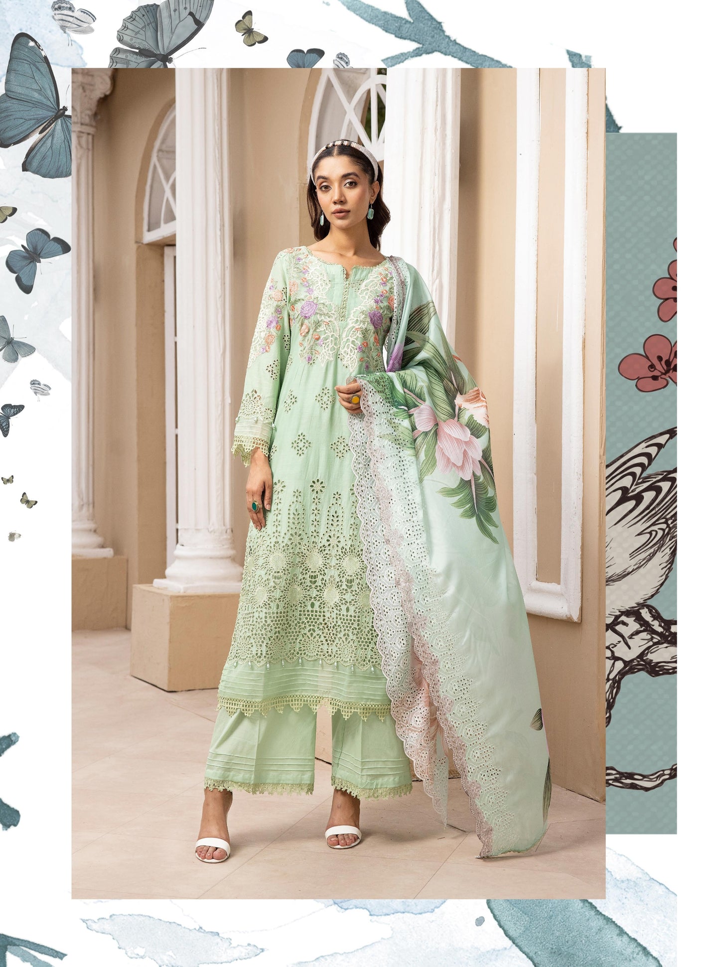 SIMRANS ‘AAFREEN’ | EMBROIDERED COTTON CHIKENKARI READYMADE TRADITIONAL WOMENSWEAR 134