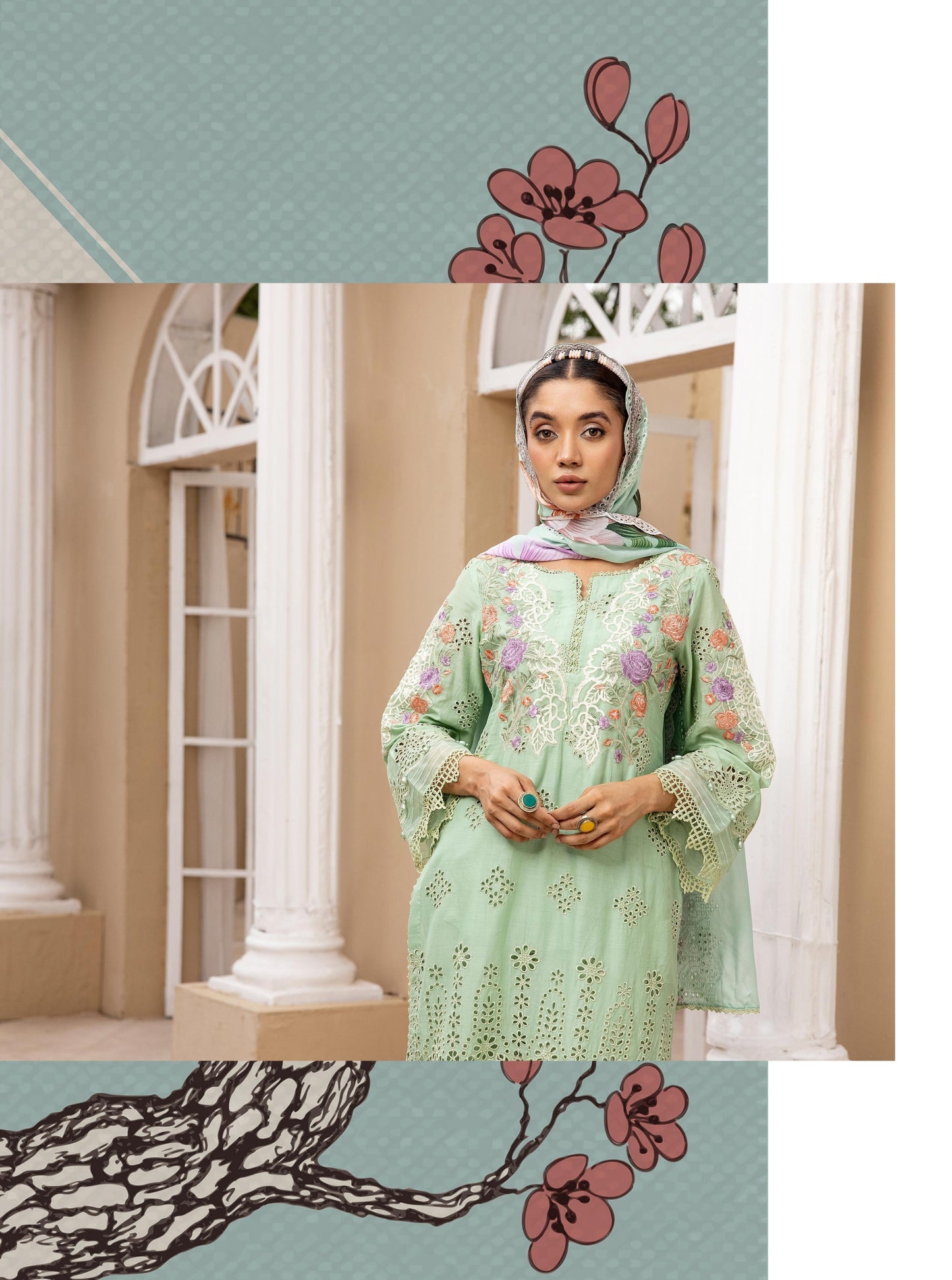 SIMRANS ‘AAFREEN’ | EMBROIDERED COTTON CHIKENKARI READYMADE TRADITIONAL WOMENSWEAR 134