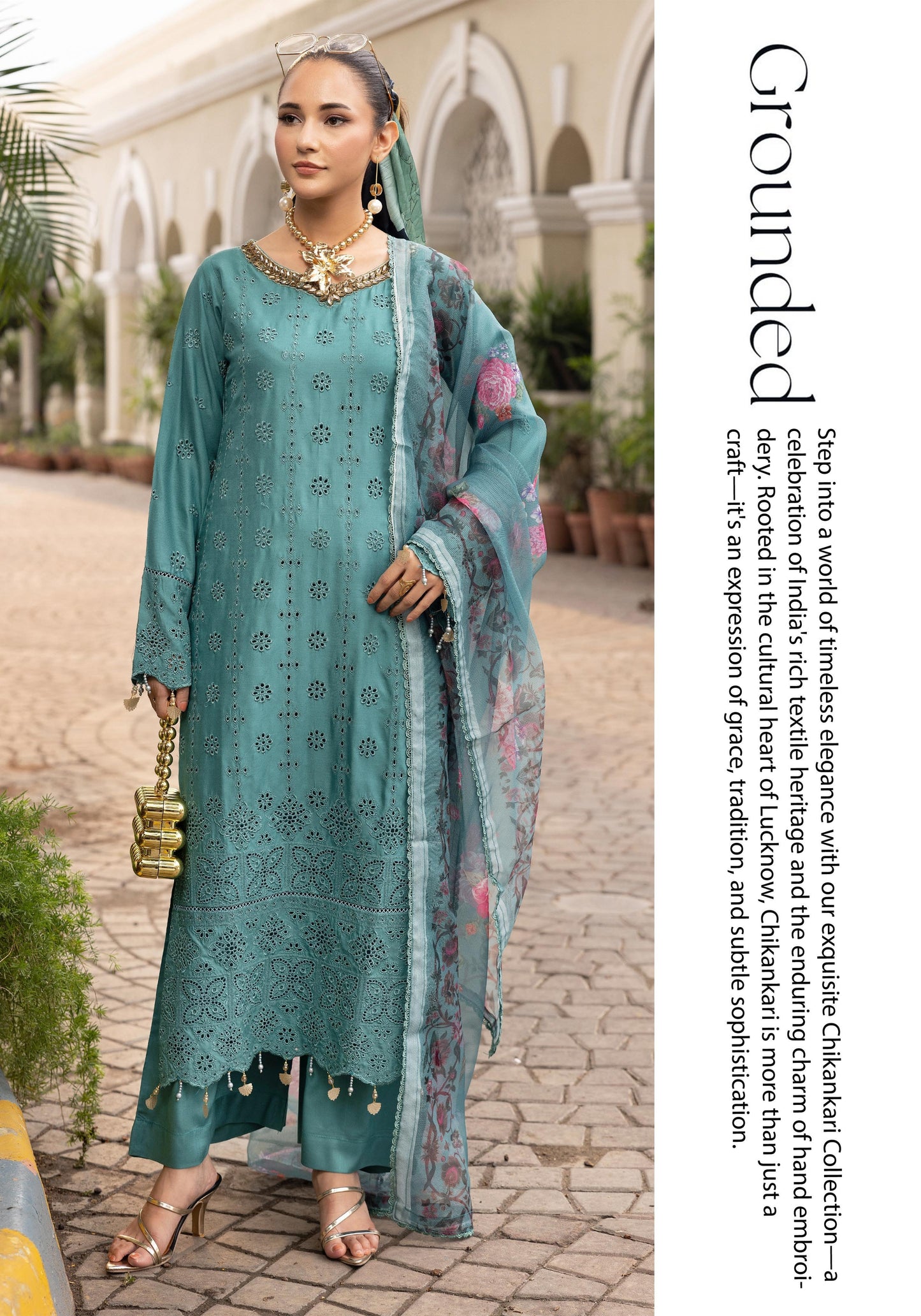 SIMRANS LUXURY HANDWORK CHICKNKARI 3PC READYMADE 506