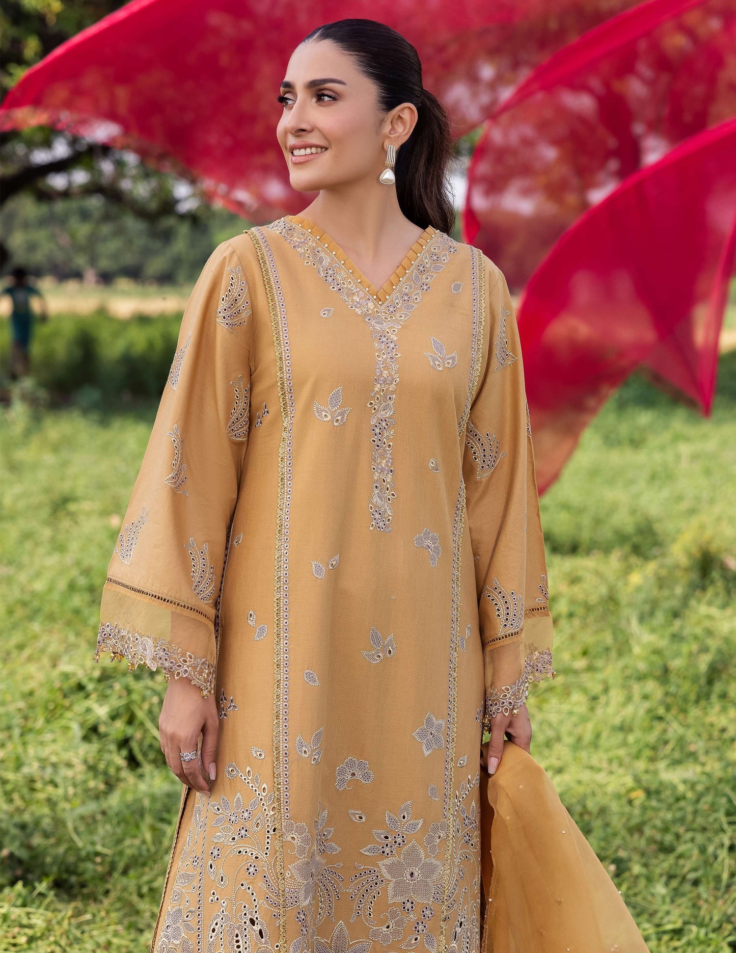 SIMRANS Heer premium 3 piece mummy & me Ledies Mustar medium Eid outfit