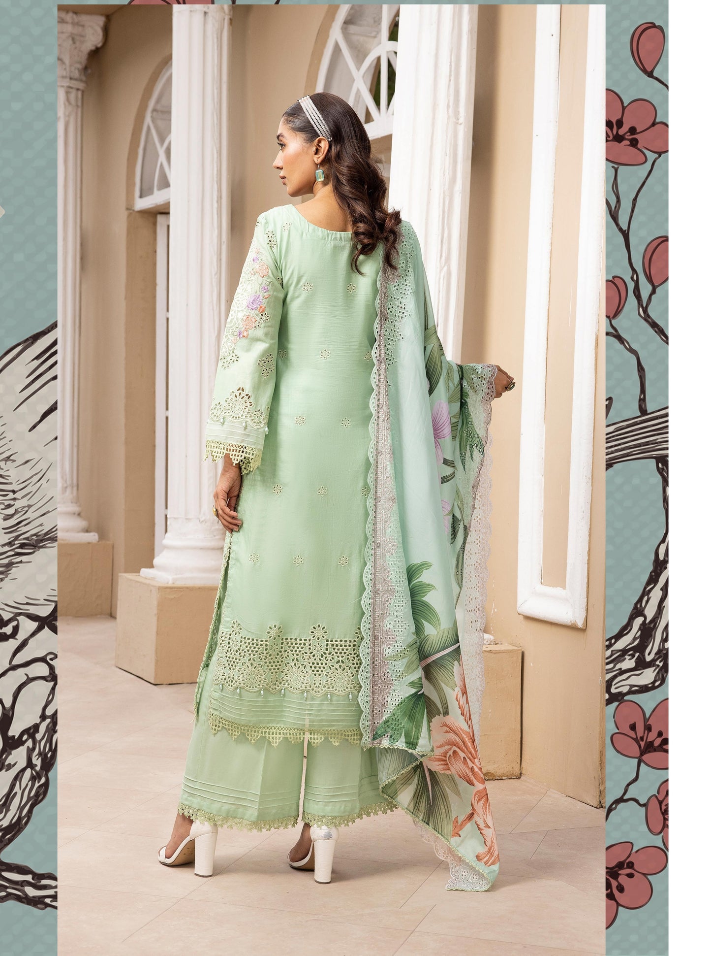 SIMRANS ‘AAFREEN’ | EMBROIDERED COTTON CHIKENKARI READYMADE TRADITIONAL WOMENSWEAR 134