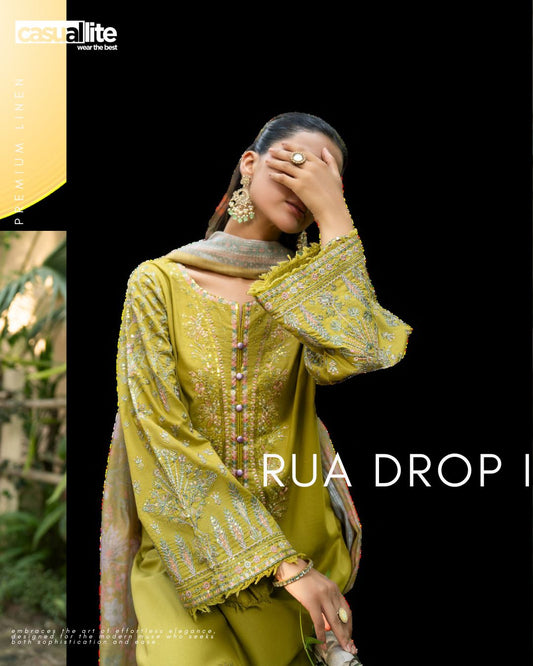 Premium Linen 3PC Embroidered Outfit RUA13