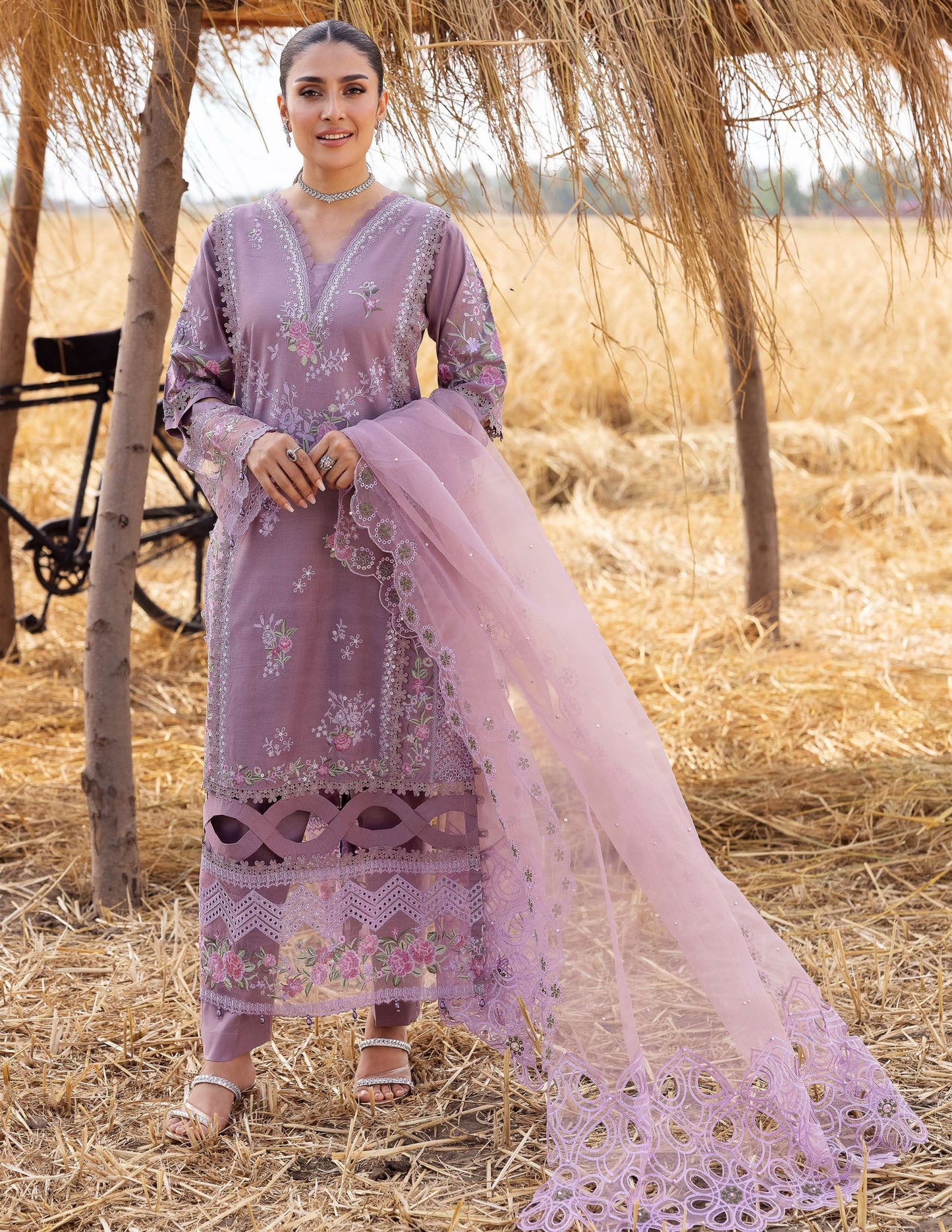 SIMRANS Heer premium 3 piece mummy & me Ledies Purple medium Eid outfit