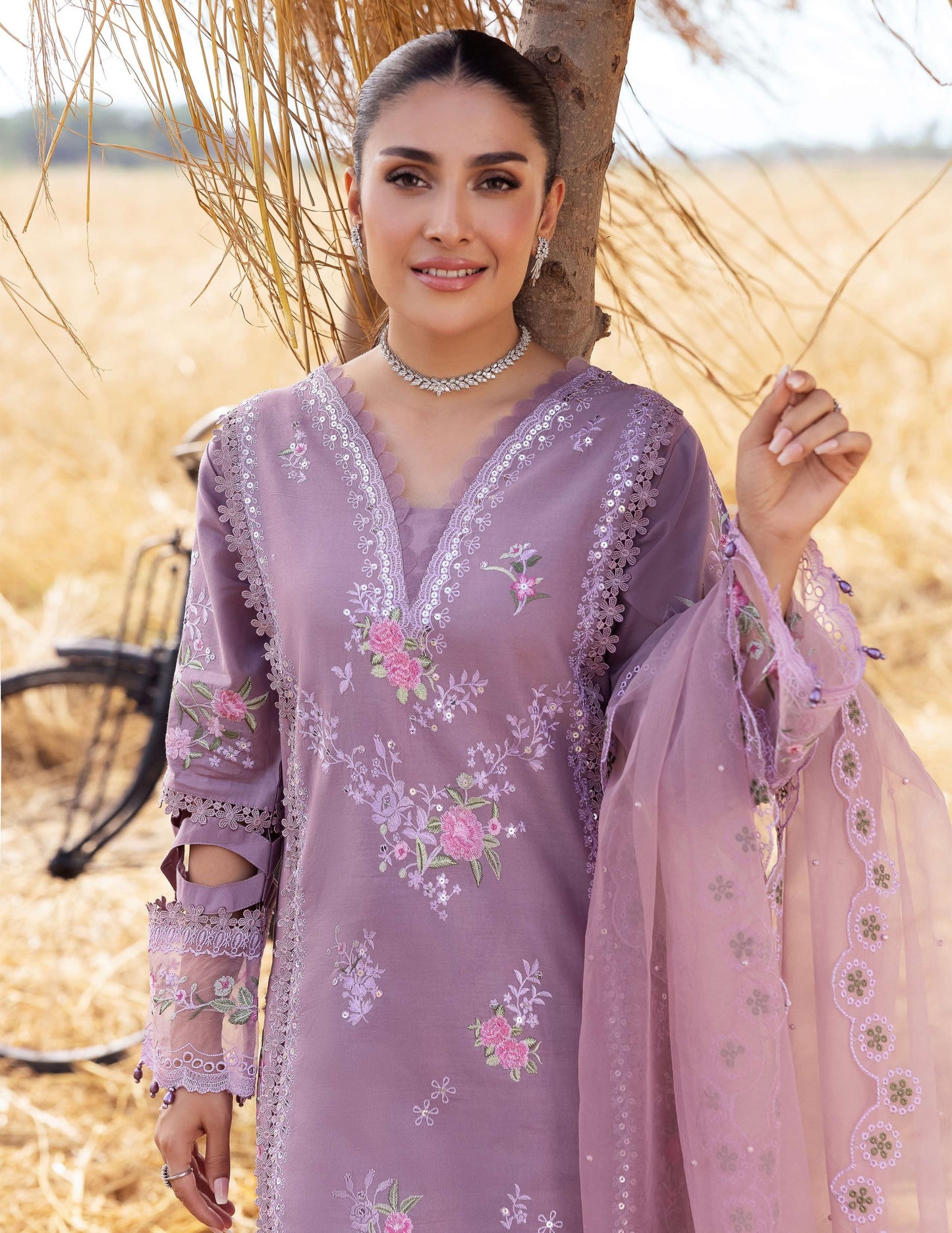 SIMRANS Heer premium 3 piece mummy & me Ledies Purple medium Eid outfit