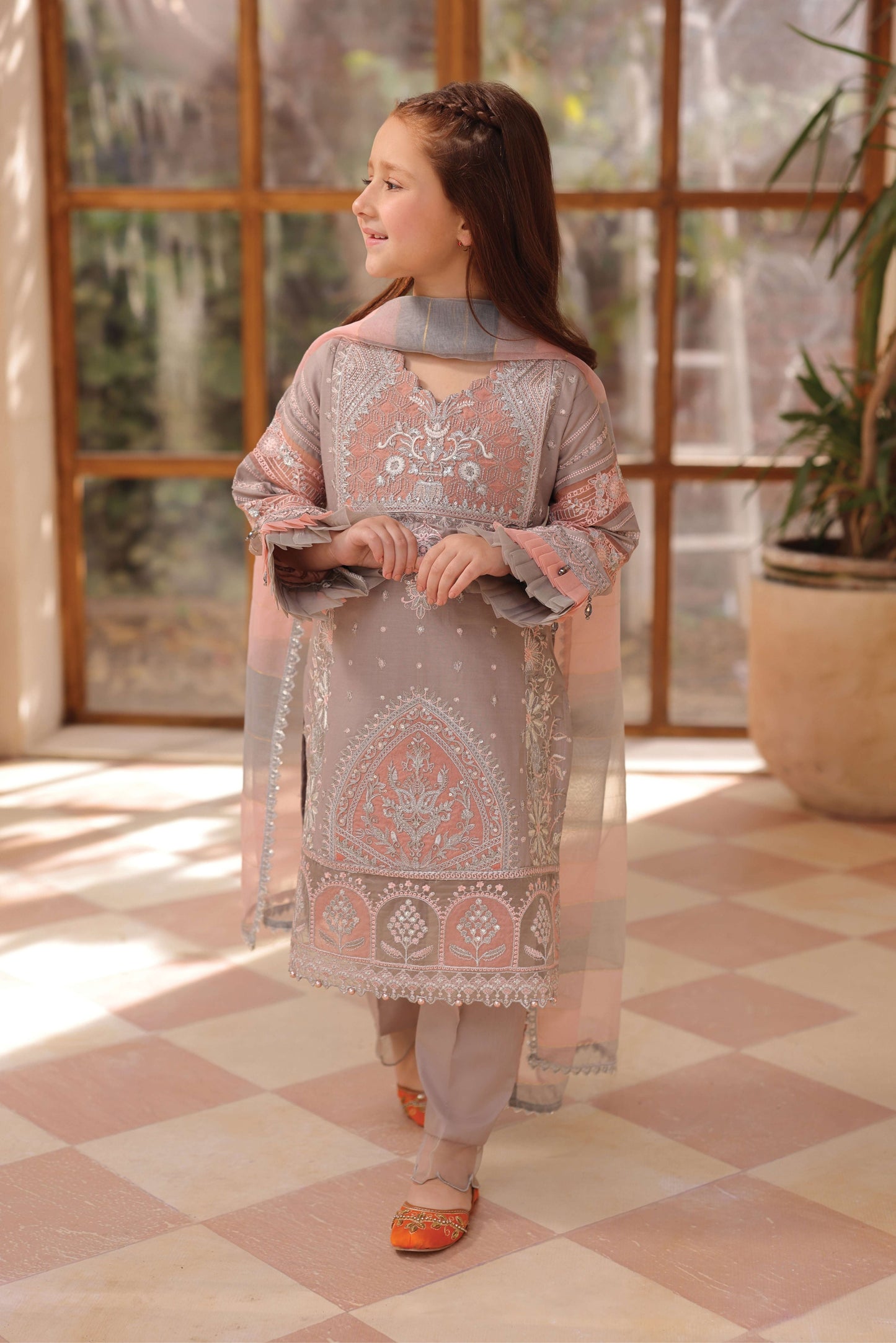 SIMRANS Lamhey Eid collection 3 piece chikan kari embroidered readymade suit Mummy & Me - 3404 - S&S