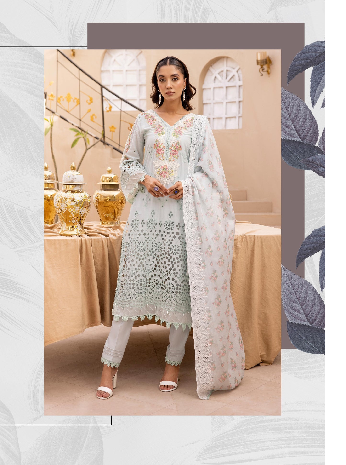 SIMRANS ‘AAFREEN’ | EMBROIDERED COTTON CHIKENKARI READYMADE TRADITIONAL WOMENSWEAR 131