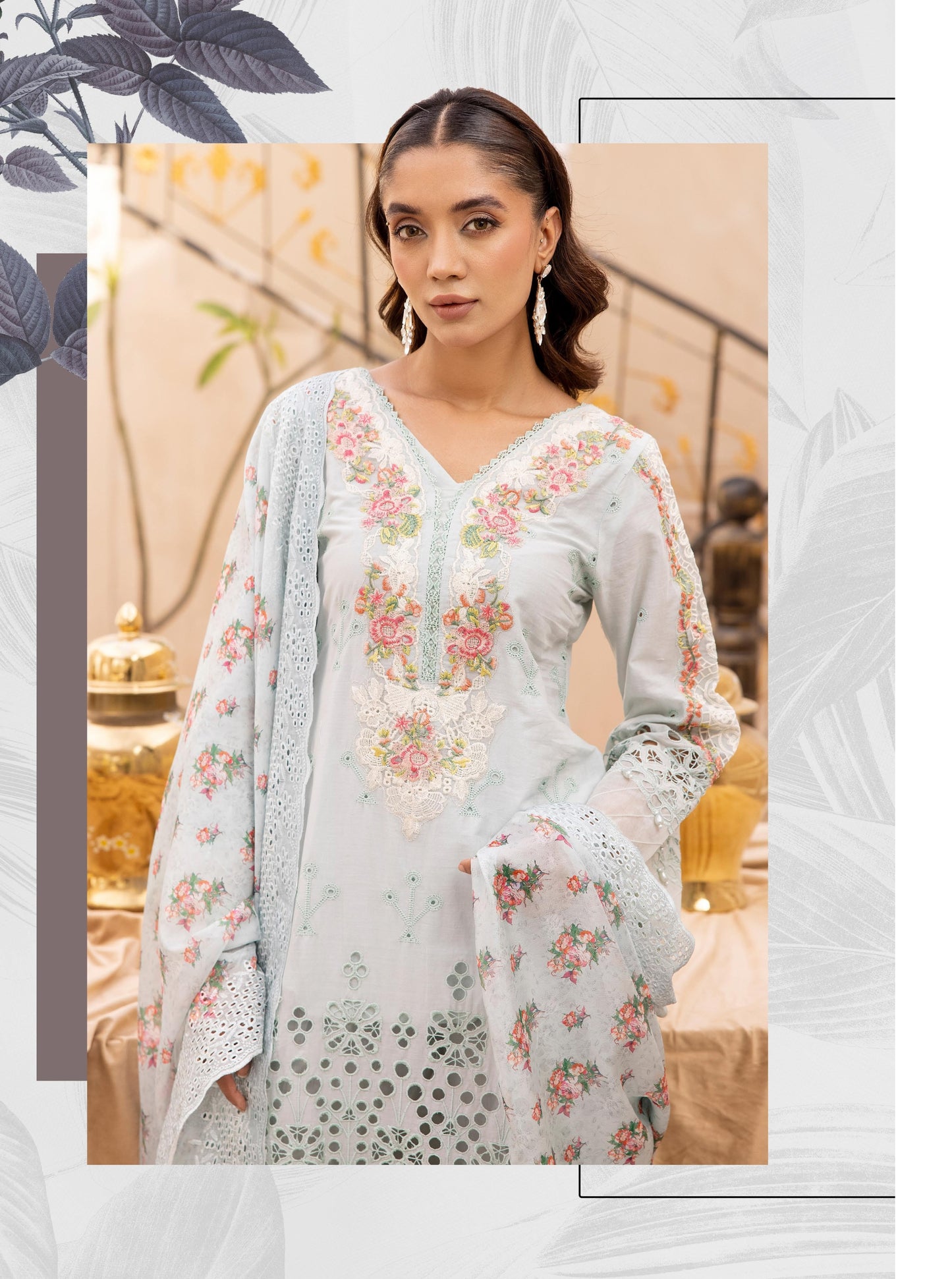 SIMRANS ‘AAFREEN’ | EMBROIDERED COTTON CHIKENKARI READYMADE TRADITIONAL WOMENSWEAR 131