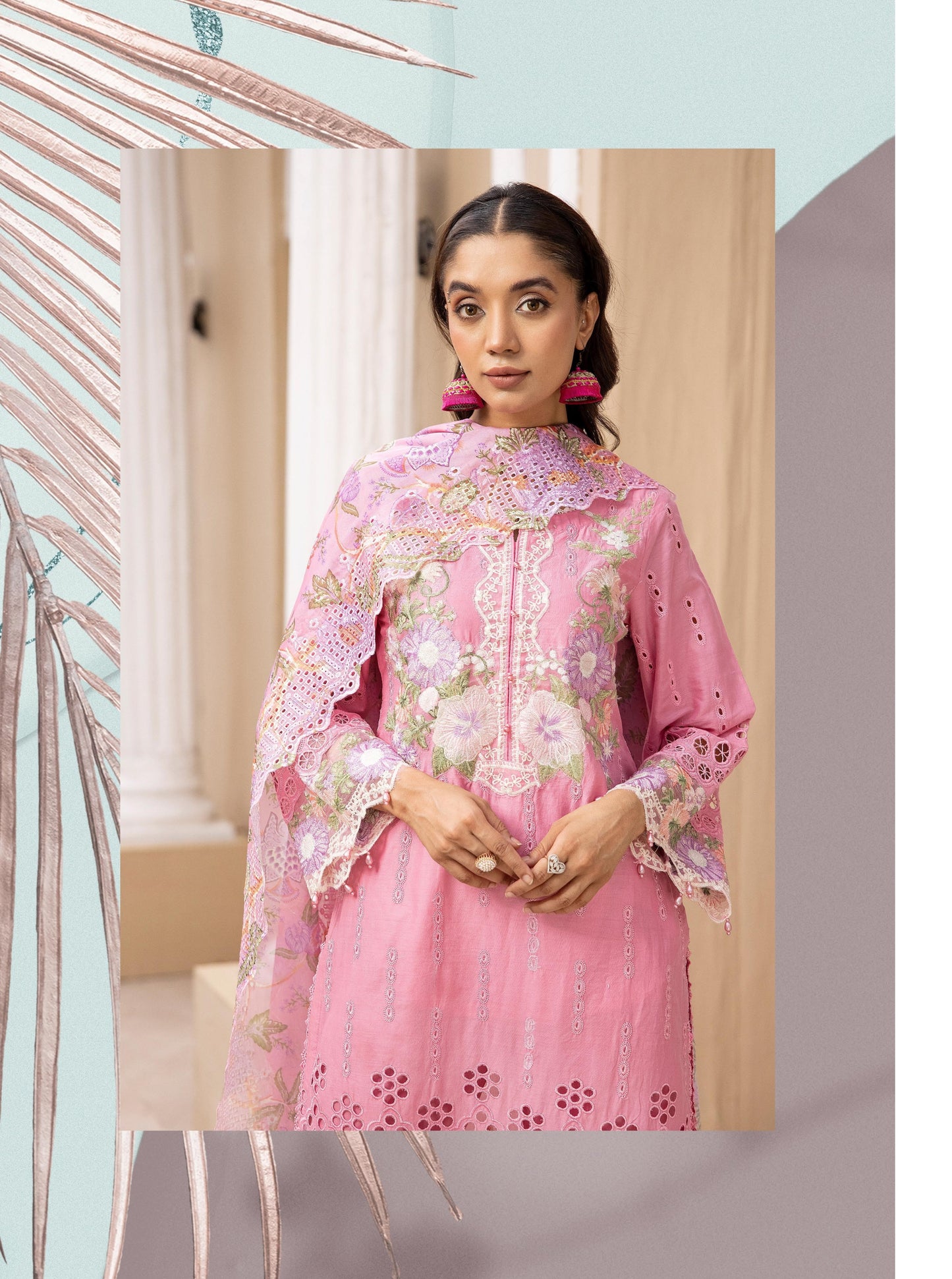 SIMRANS ‘AAFREEN’ | EMBROIDERED COTTON CHIKENKARI READYMADE TRADITIONAL WOMENSWEAR 132