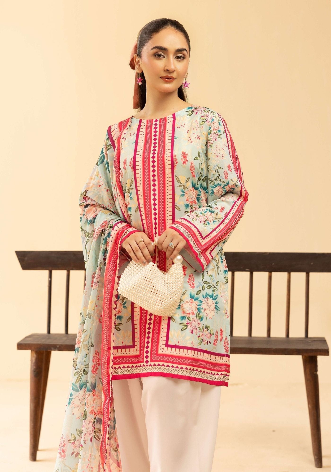 Sania Masketiya Mehak collection 3 piece printed casual suit 112202