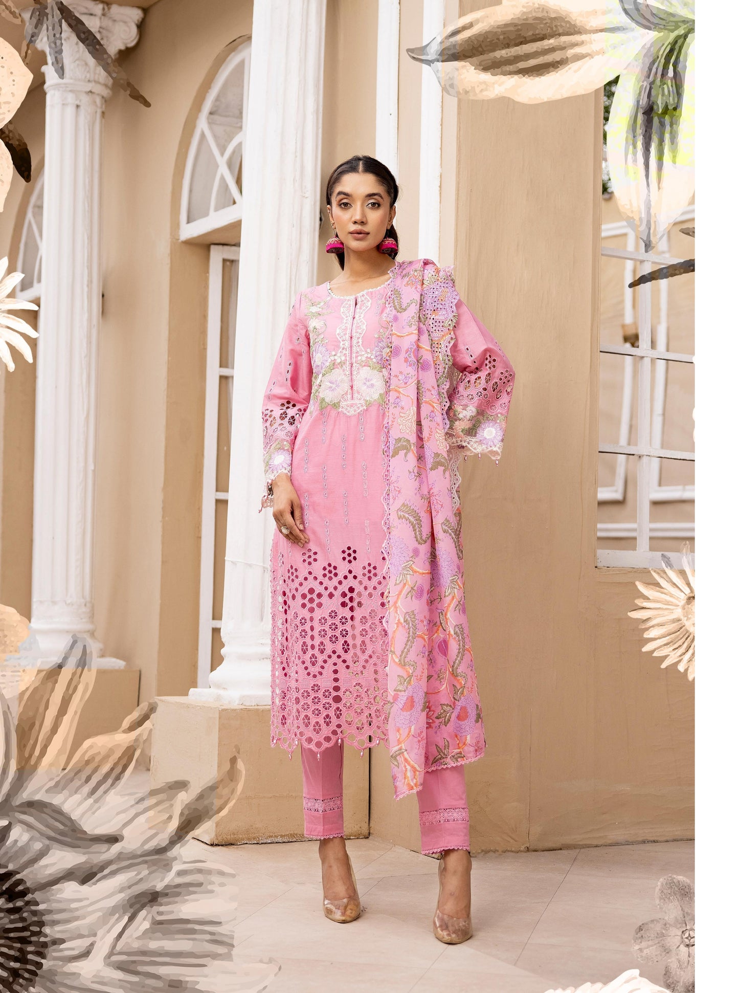 SIMRANS ‘AAFREEN’ | EMBROIDERED COTTON CHIKENKARI READYMADE TRADITIONAL WOMENSWEAR 132