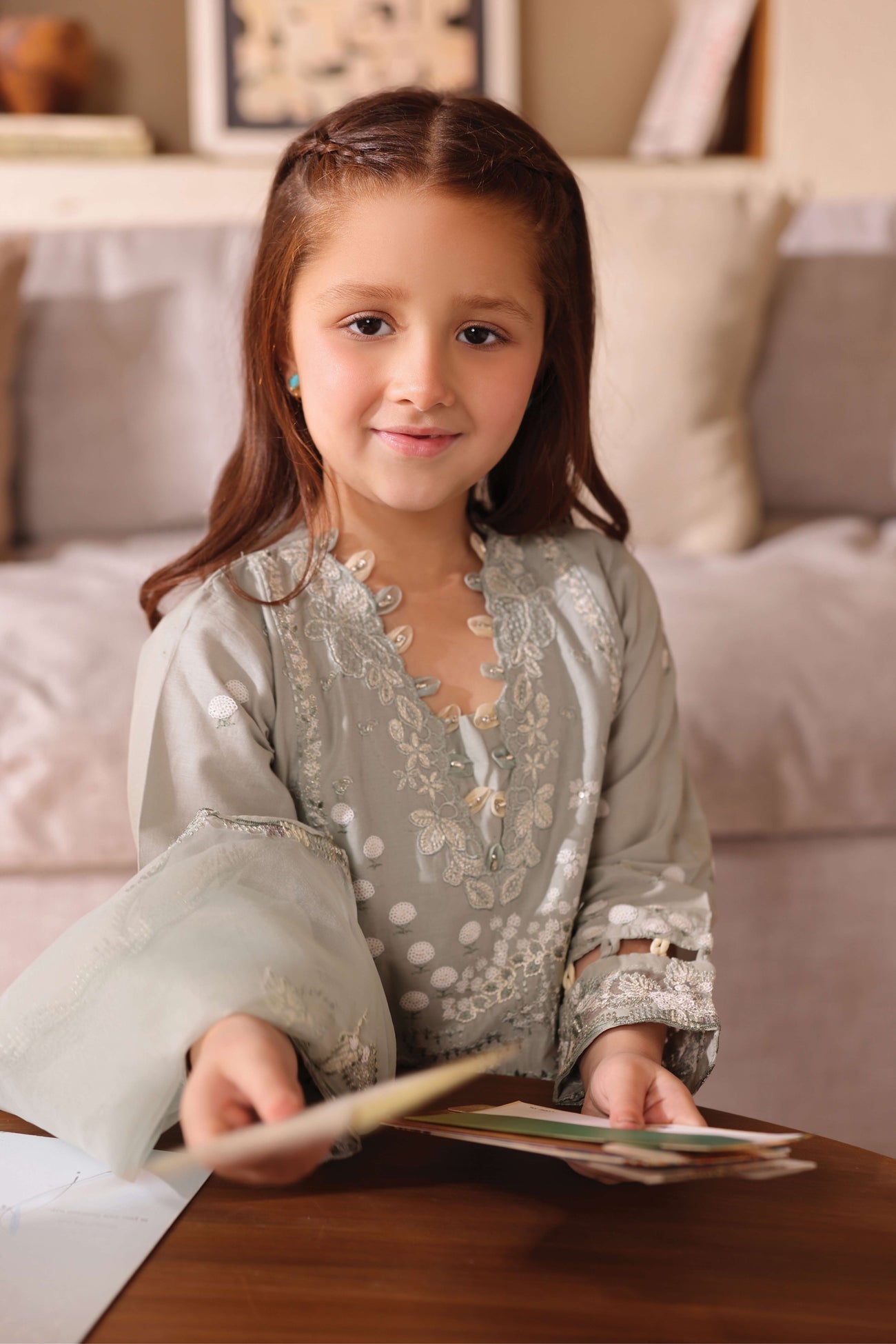 SIMRANS LAMHEY EID COLLECTION 3 PIECE CHIKAN KARI EMBROIDERED READYMADE SUIT MUMMY & ME - 3406 - S&S