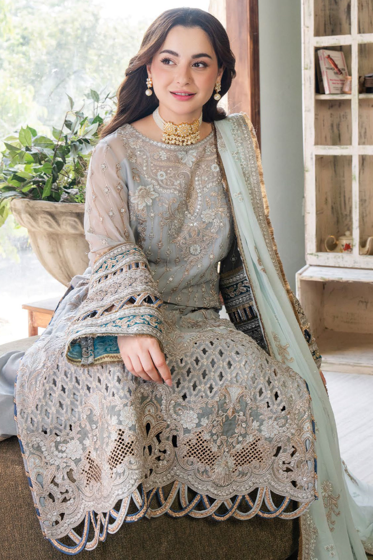 SIMRANS Hania Amir collection 3 piece Kashud embroidered suit readymade 904 - S&S