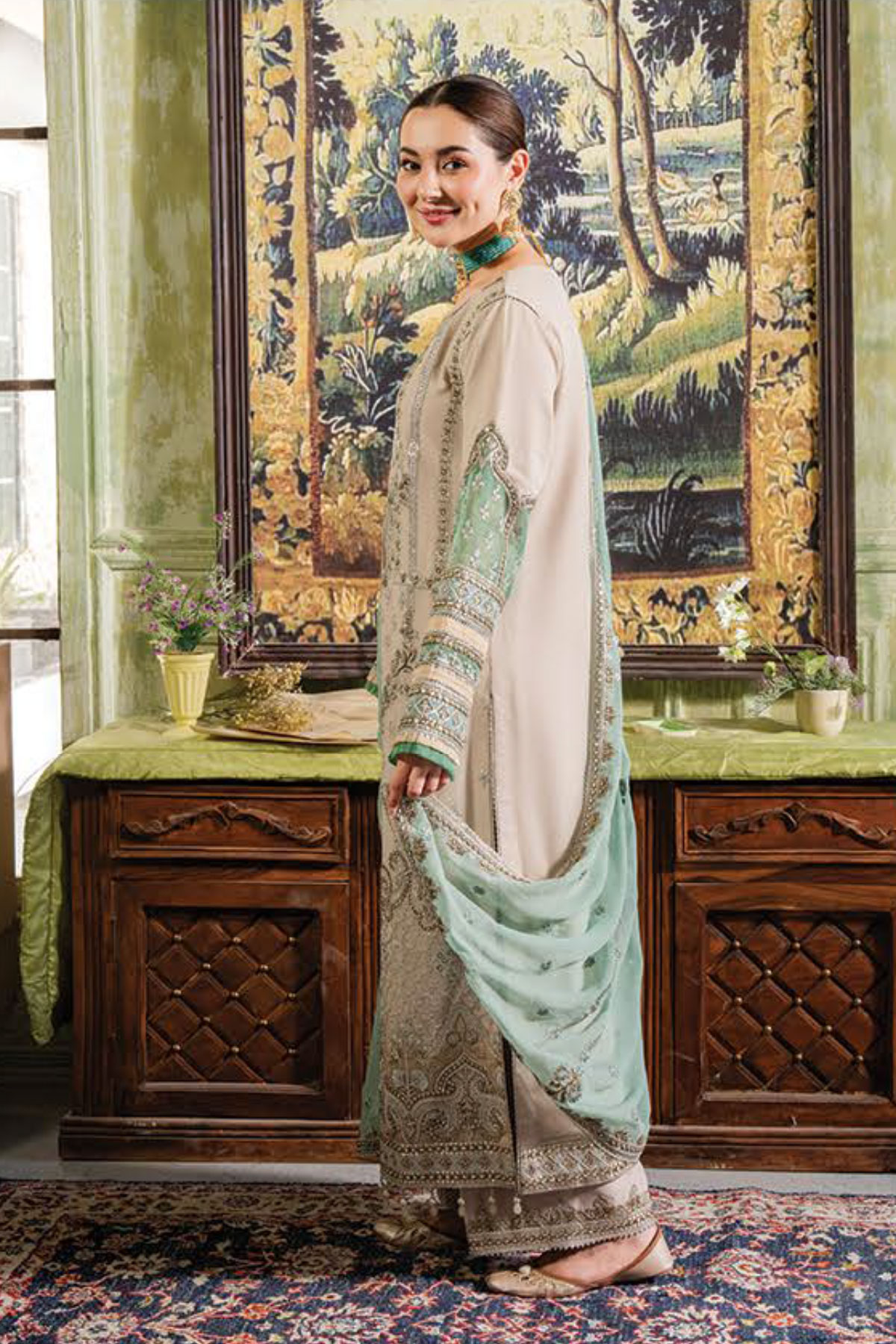 SIMRANS Hania Amir collection 3 piece Kashud embroidered suit readymade 906 - S&S
