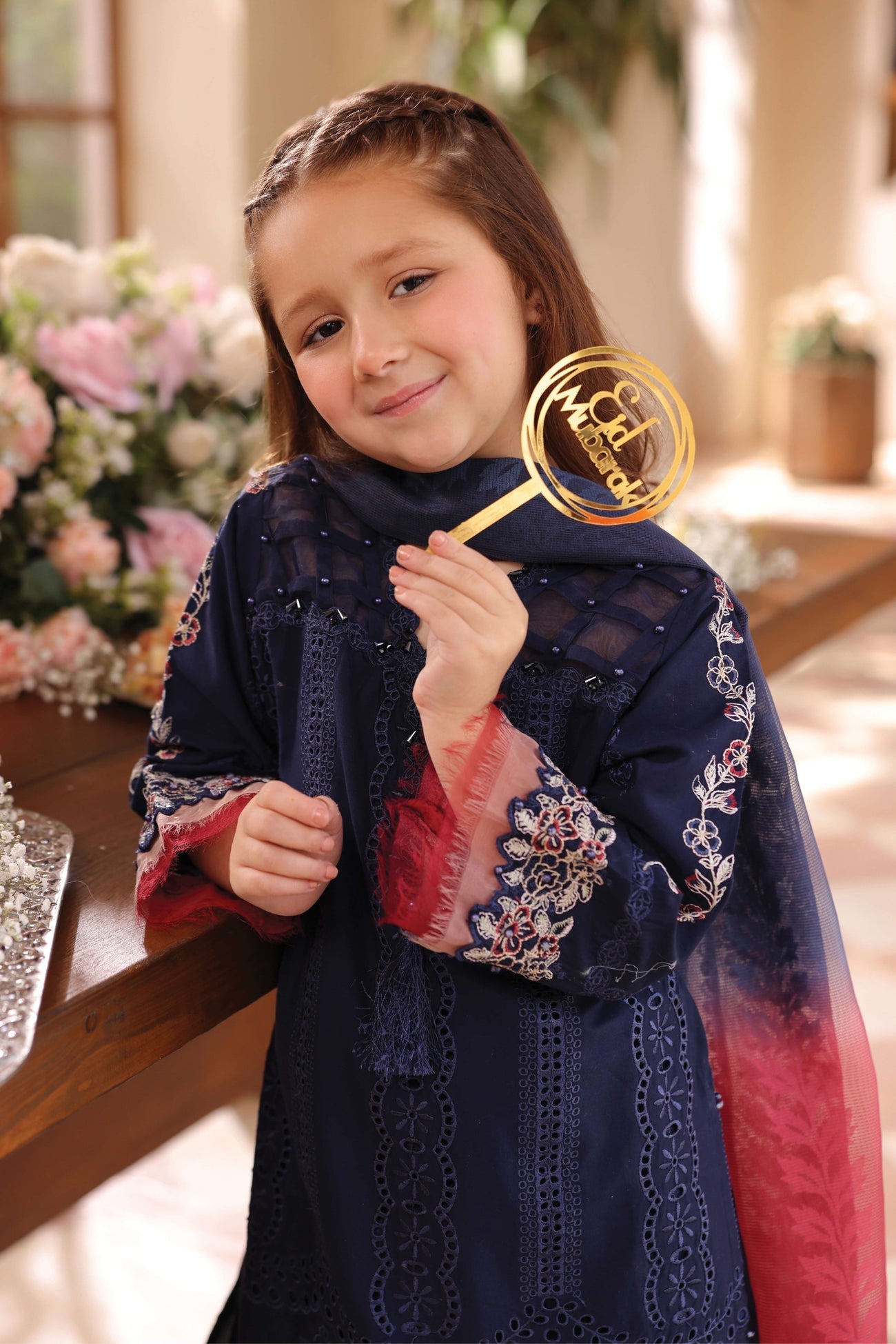 SIMRANS LAMHEY EID COLLECTION 3 PIECE CHIKAN KARI EMBROIDERED READYMADE SUIT MUMMY & ME - 3403 - S&S