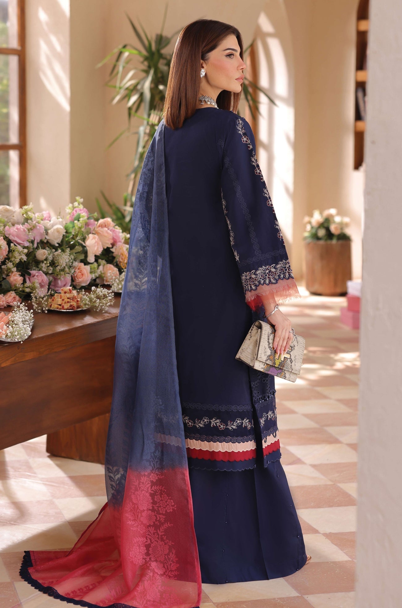 SIMRANS LAMHEY EID COLLECTION 3 PIECE CHIKAN KARI EMBROIDERED READYMADE SUIT MUMMY & ME - 3403 - S&S