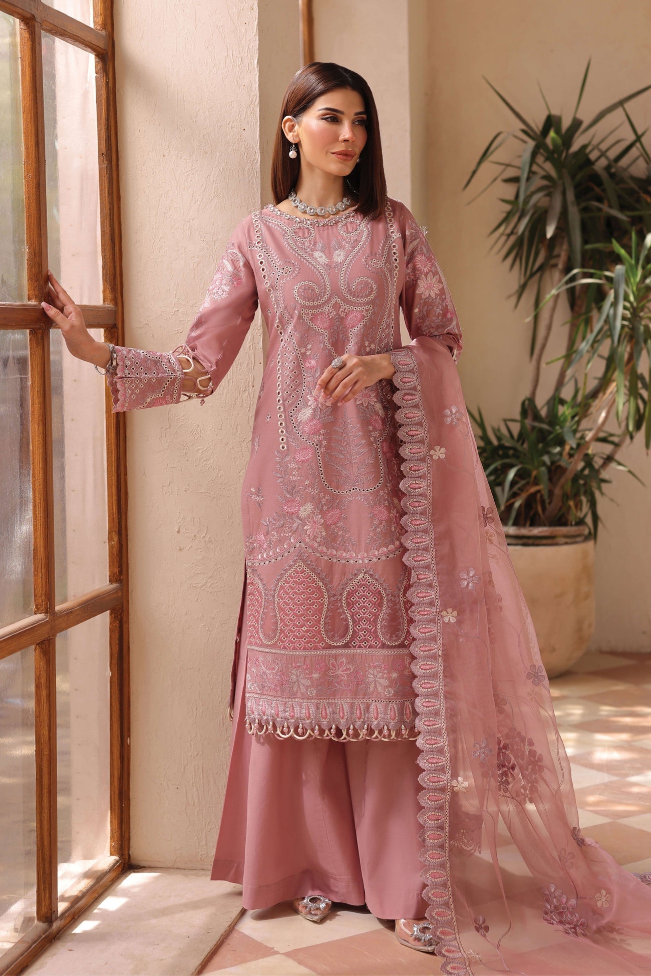 SIMRANS LAMHEY EID COLLECTION 3 PIECE CHIKAN KARI EMBROIDERED READYMADE SUIT MUMMY & ME - 3402 - S&S