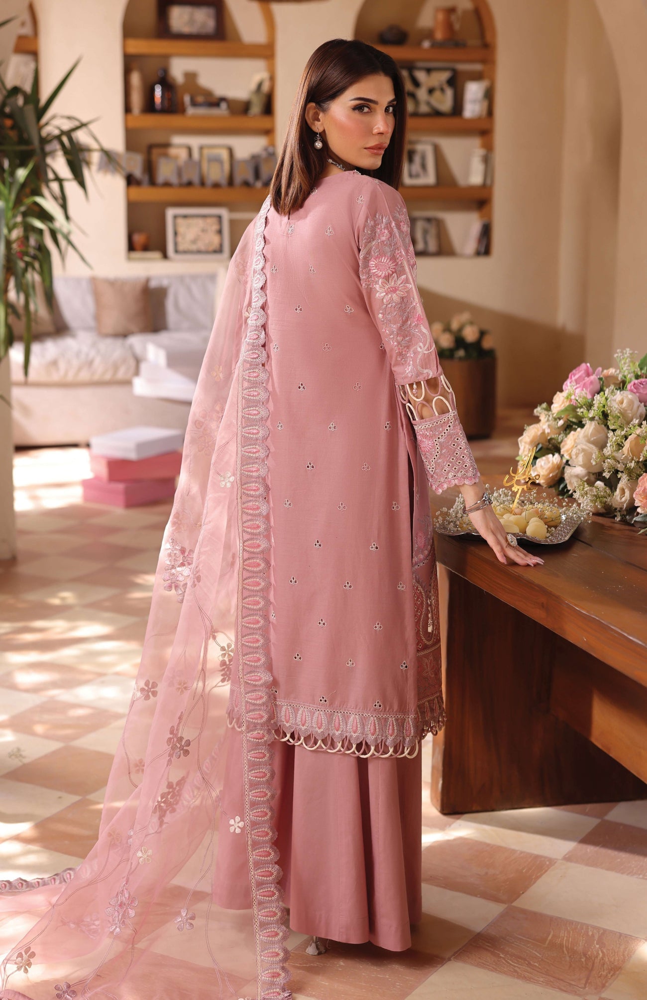 SIMRANS LAMHEY EID COLLECTION 3 PIECE CHIKAN KARI EMBROIDERED READYMADE SUIT MUMMY & ME - 3402 - S&S