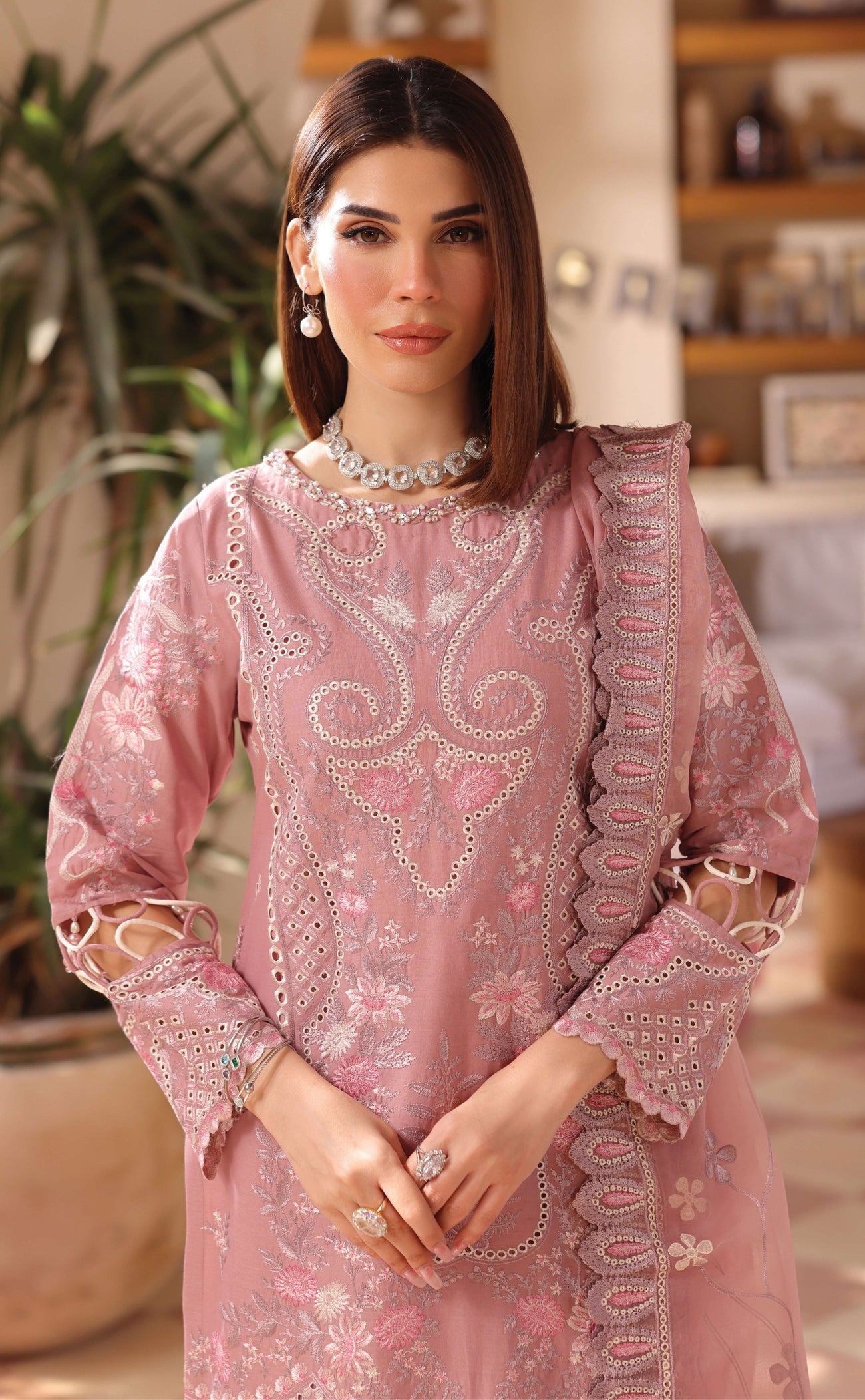 SIMRANS LAMHEY EID COLLECTION 3 PIECE CHIKAN KARI EMBROIDERED READYMADE SUIT MUMMY & ME - 3402 - S&S