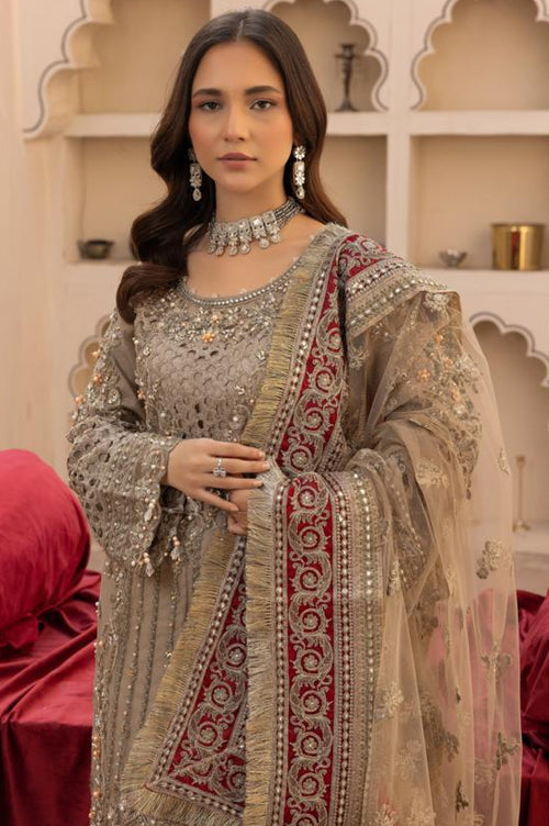 SIMRANS IMROZIA PREMIUM CHIFFON COLLECTION 3 PIECE EMBROIDERED READYMADE SUIT-303 - S&S