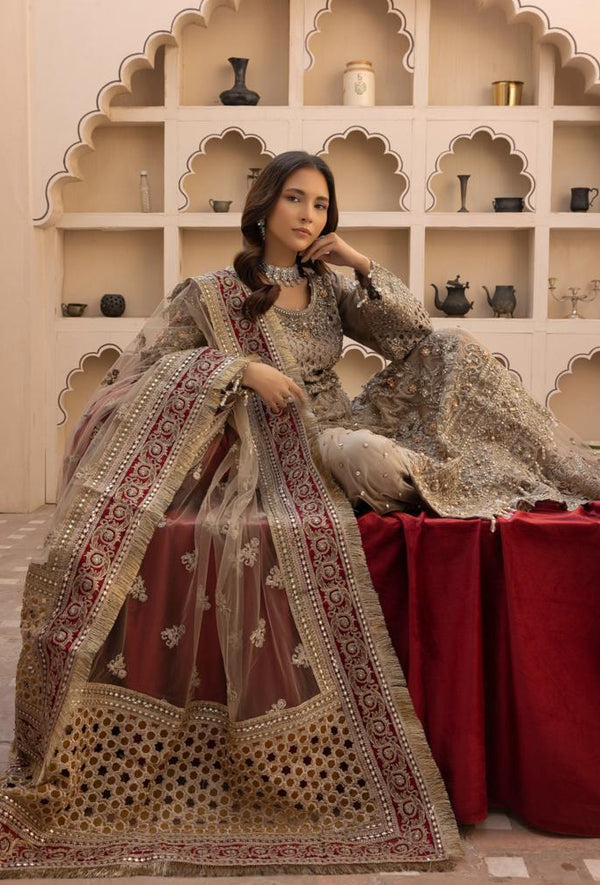 SIMRANS IMROZIA PREMIUM CHIFFON COLLECTION 3 PIECE EMBROIDERED READYMADE SUIT-303 - S&S