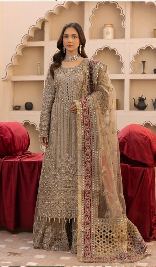 SIMRANS IMROZIA PREMIUM CHIFFON COLLECTION 3 PIECE EMBROIDERED READYMADE SUIT-303 - S&S