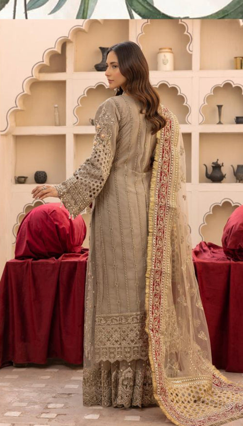 SIMRANS IMROZIA PREMIUM CHIFFON COLLECTION 3 PIECE EMBROIDERED READYMADE SUIT-303 - S&S