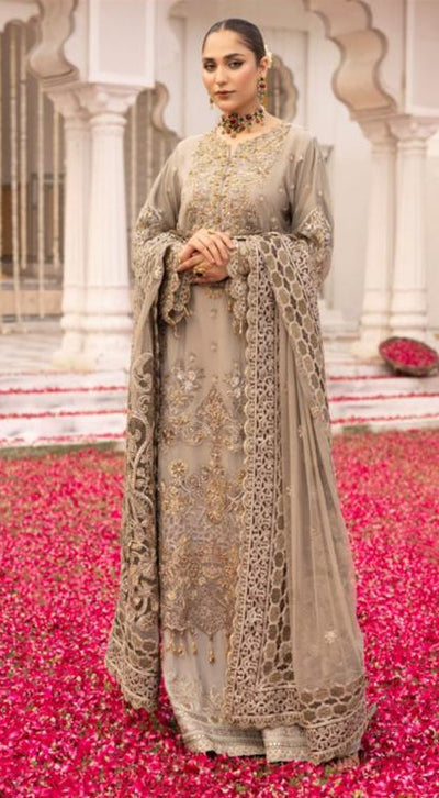 SIMRANS IMROZIA PREMIUM CHIFFON COLLECTION 3 PIECE EMBROIDERED READYMADE SUIT-304 - S&S