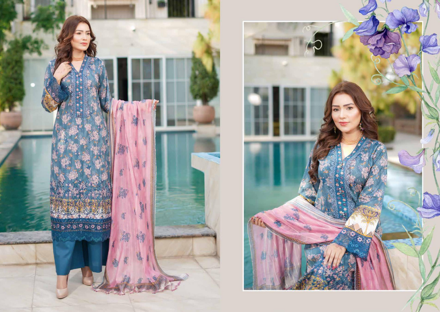 MUNIRA | EMBROIDERED LINEN READYMADE | MGL03 - S&S