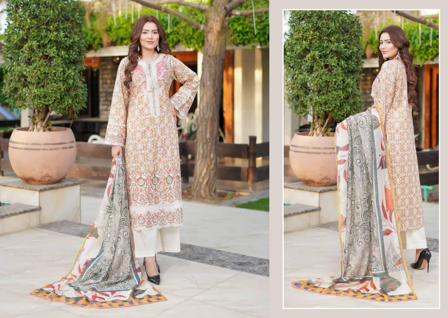 MUNIRA | EMBROIDERED LINEN READYMADE | MGL07 - S&S