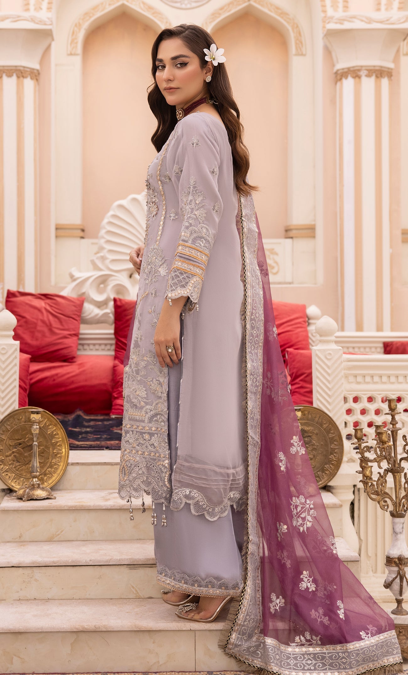 SIMRANS IMROZIA CHIFFON PREMIUM INSPIRED EMBROIDERED 3 PIECE ICELANDIC WEDDING OUTFIT - S&S