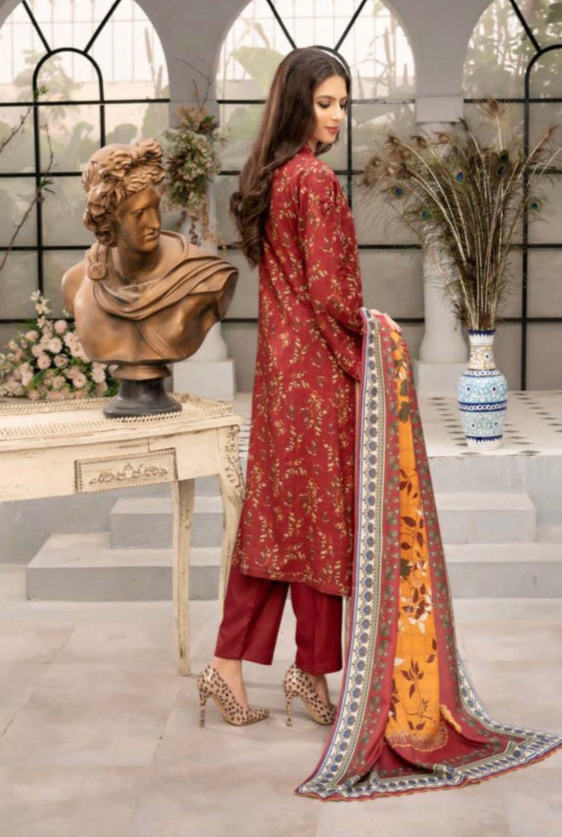 MUNIRA | EMBROIDERED DHANAK WOOL SHAWL READYMADE | MBL02 - S&S