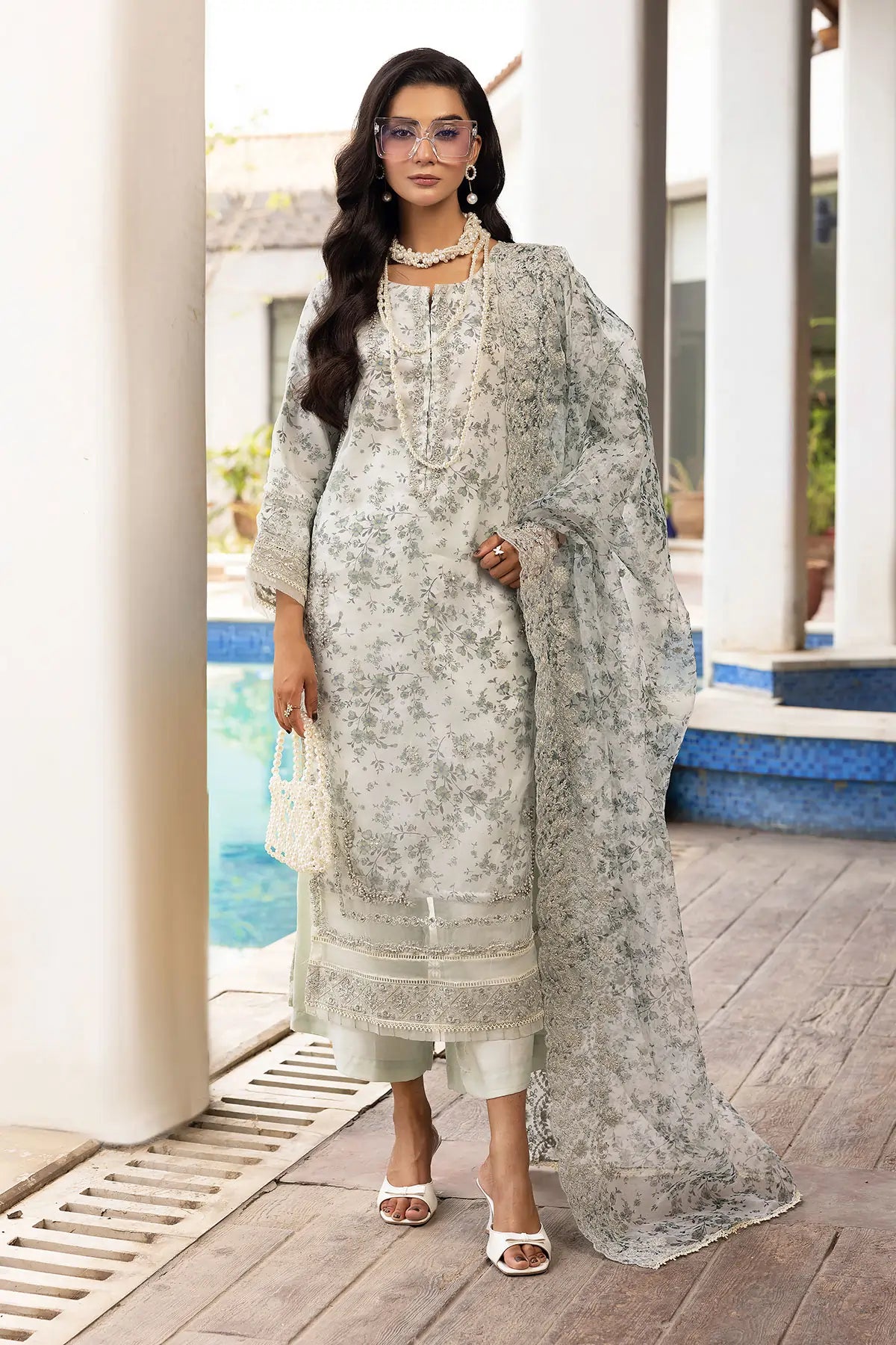 SIMRANS Mehrunisa premium 3 piece mummy & me Ladies mint outfit