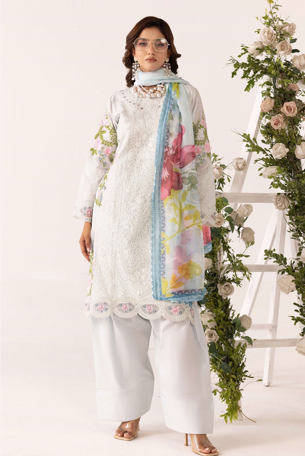 SIMRANS GRASE MARIA B FARSHI SHALWAR EMBROIDERED 3PC READYMADE 604