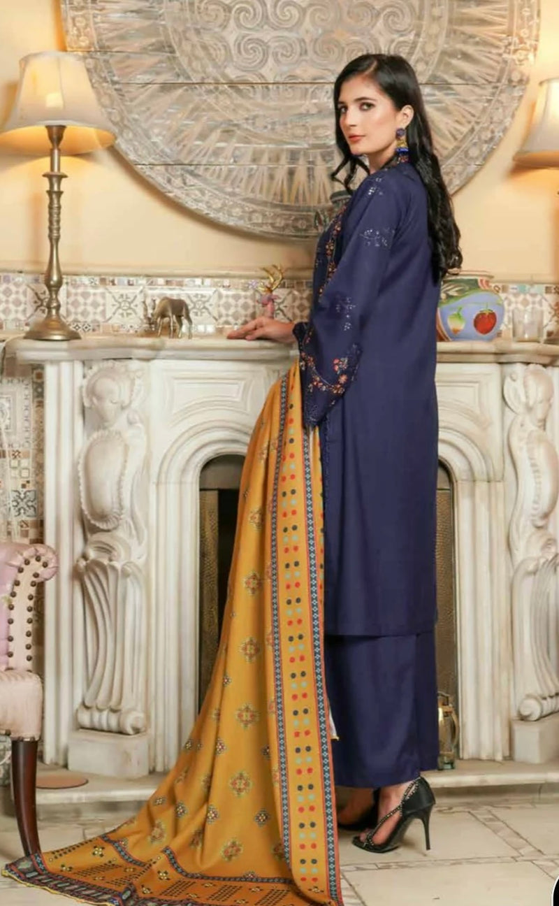 MUNIRA | EMBROIDERED DHANAK WOOL SHAWL READYMADE | BF13