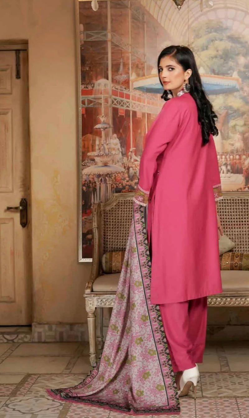 MUNIRA | EMBROIDERED DHANAK WOOL SHAWL READYMADE | KK13