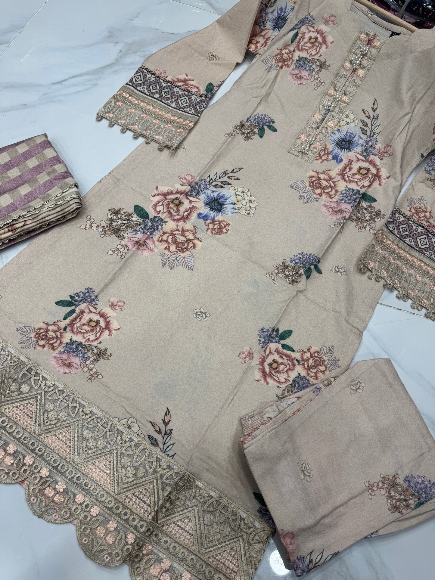 NAKHRA COLLECTION EMBROIDERED DHANAK 3PC READYMADE | NDR206
