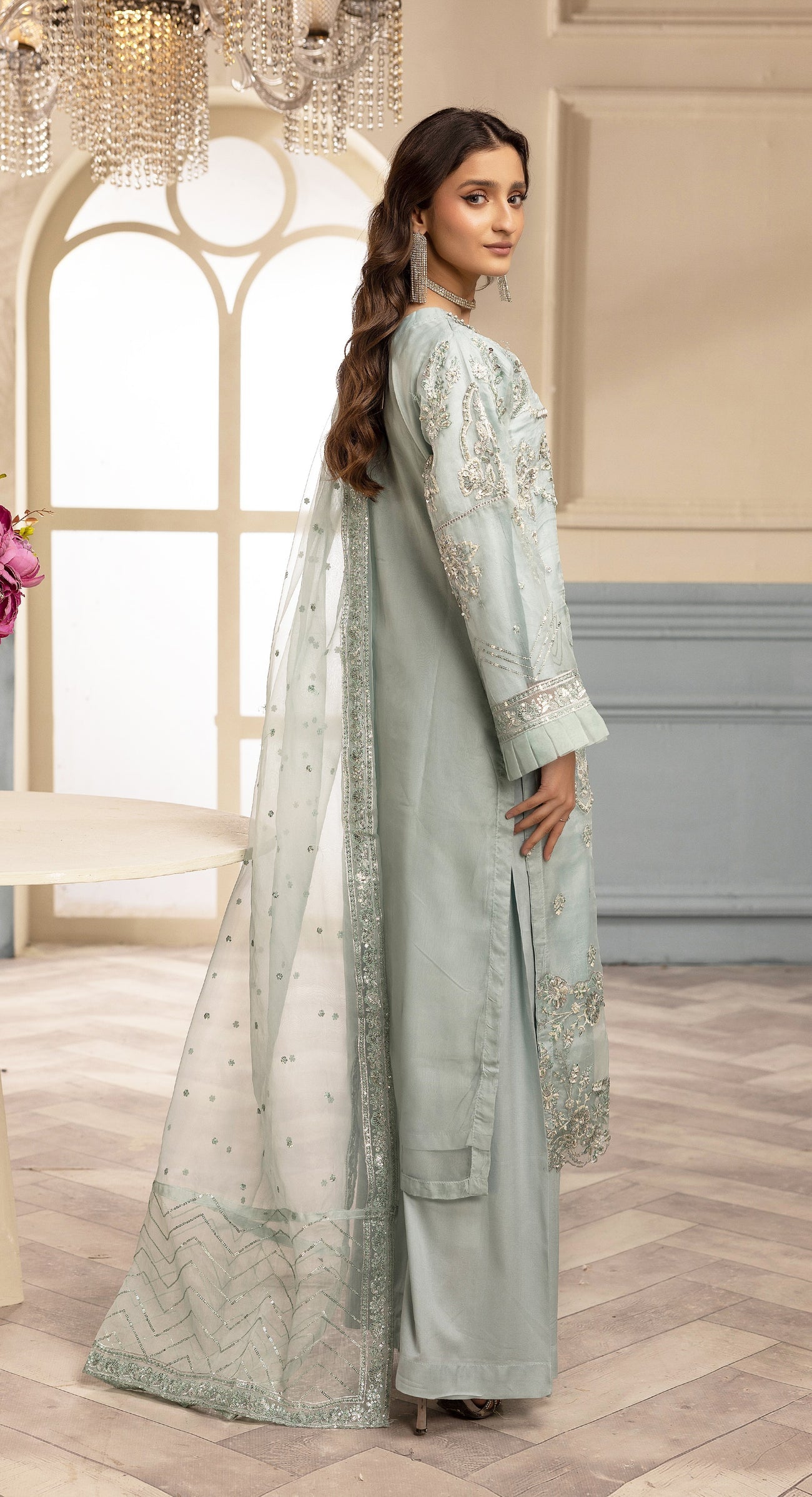 ZARA SHAH ORGANZA EMBROIDERED 3PC READYMADE ZS034