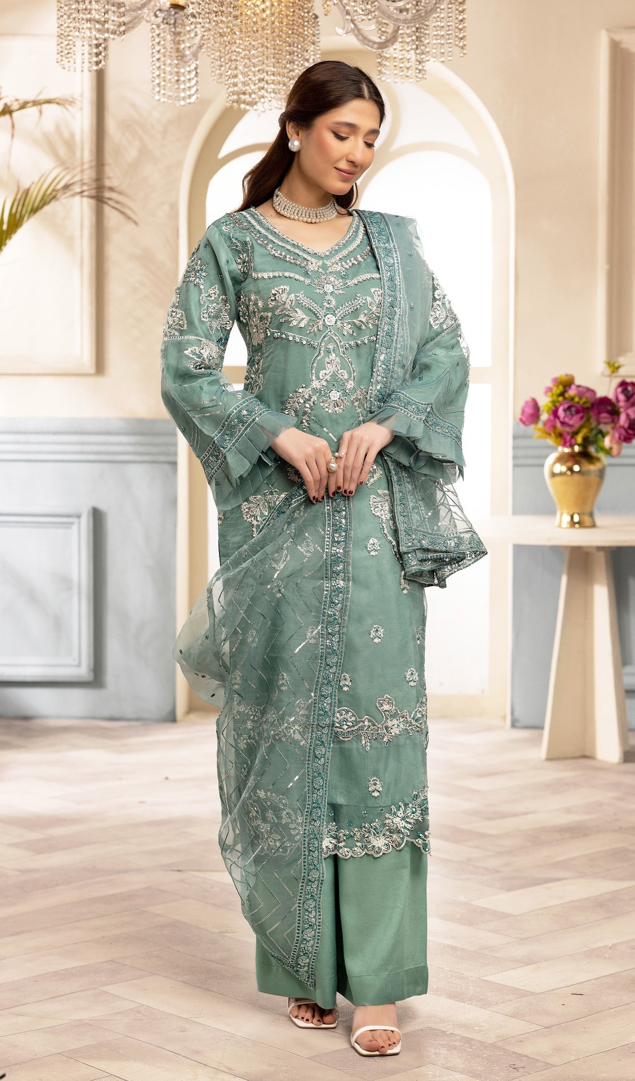 ZARA SHAH ORGANZA EMBROIDERED 3PC READYMADE ZS032