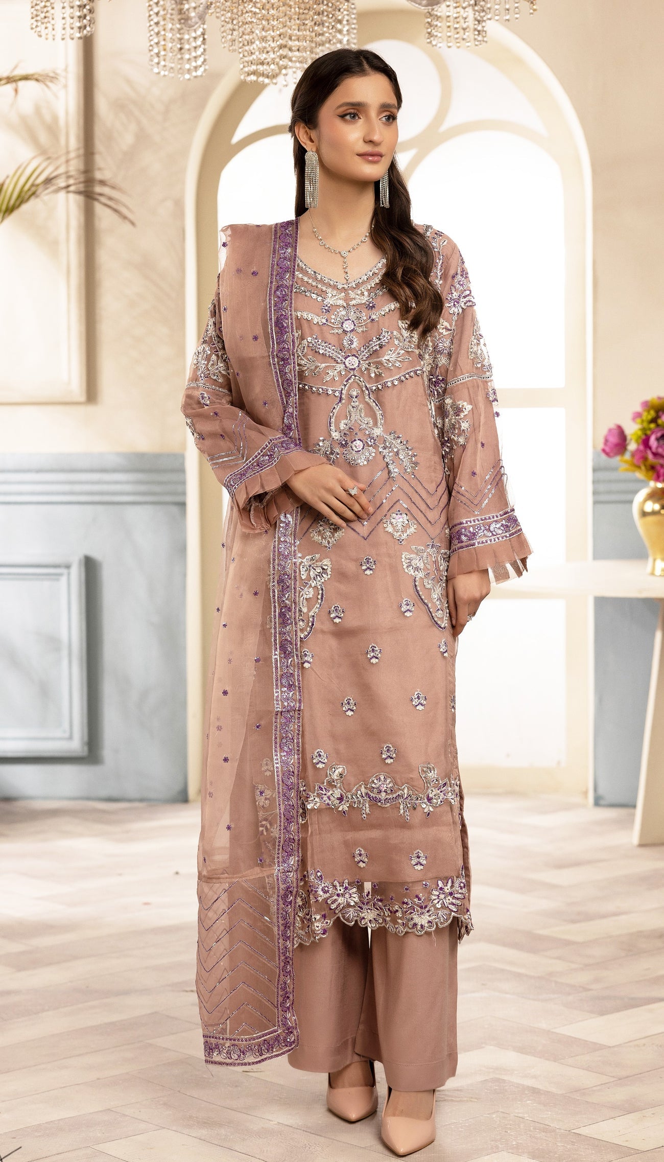 ZARA SHAH ORGANZA EMBROIDERED 3PC READYMADE ZS031