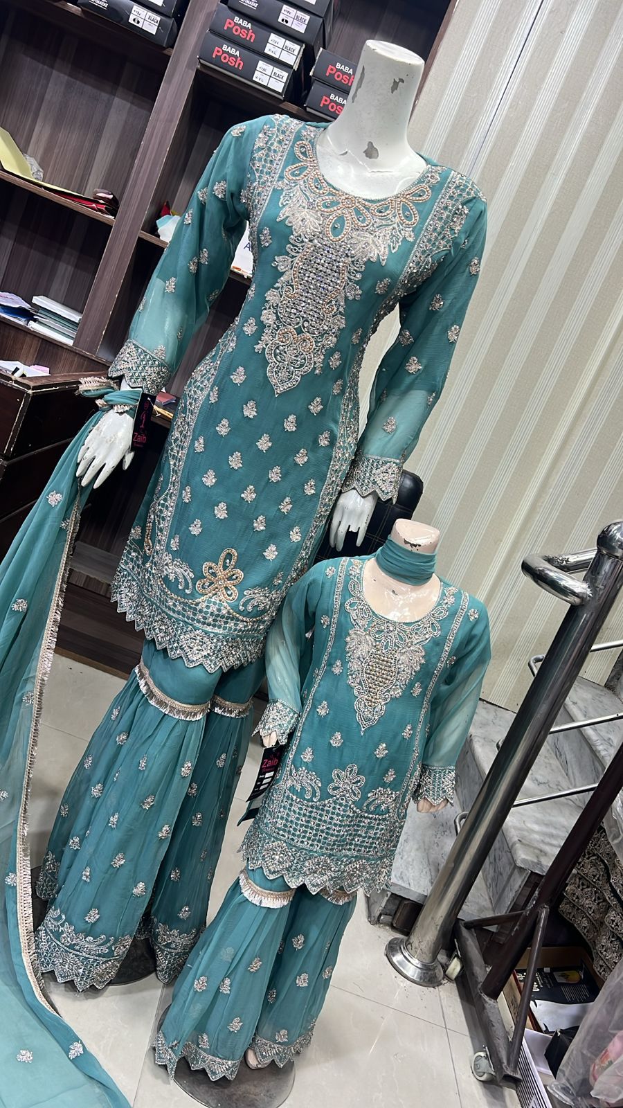 Shazaib Embroidered Chiffon 3-Piece – Mummy & Me Ledies yellow OutfitSHZ07