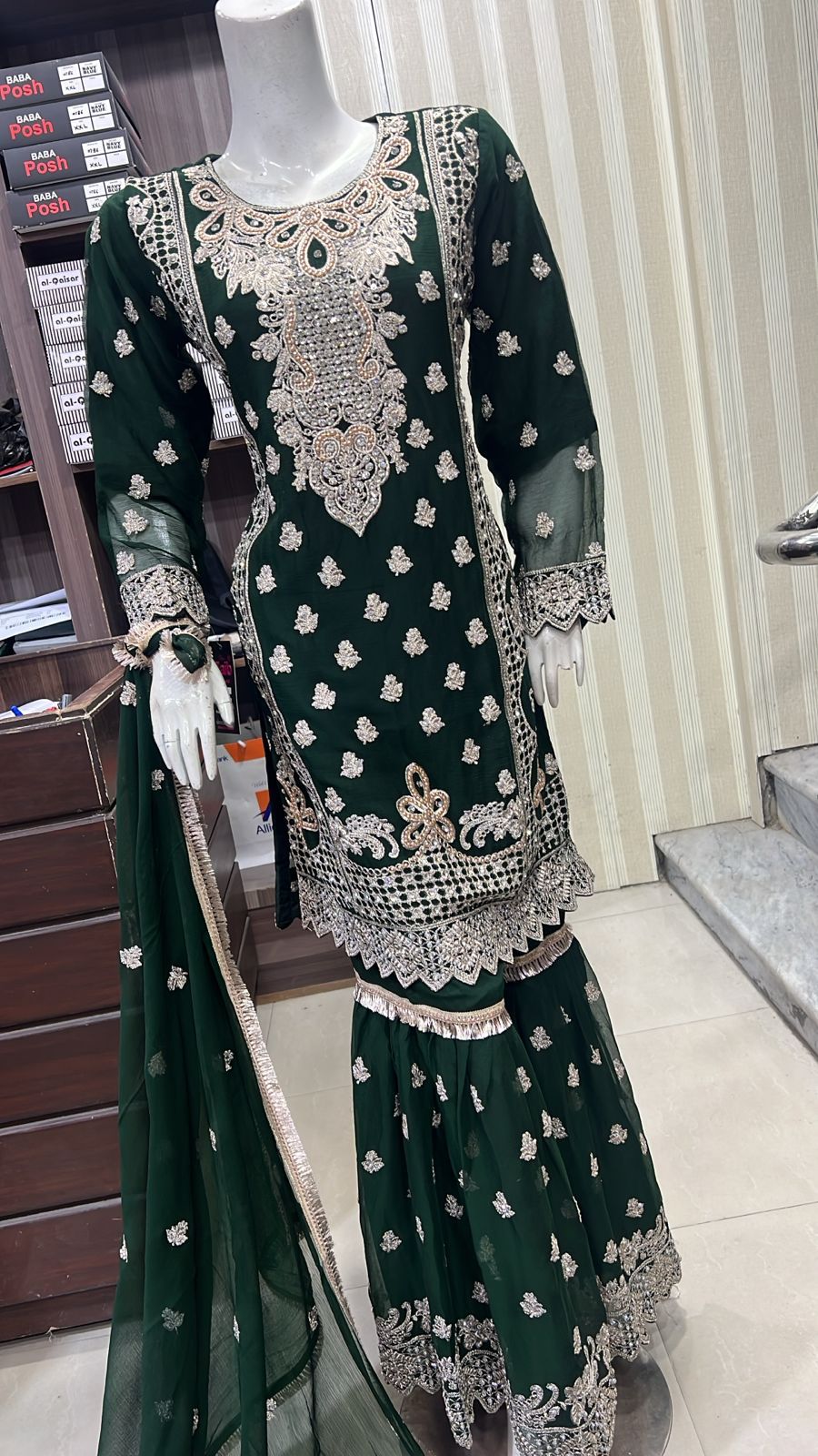 Shazaib Embroidered Chiffon 3-Piece – Mummy & Me Ledies yellow OutfitSHZ08