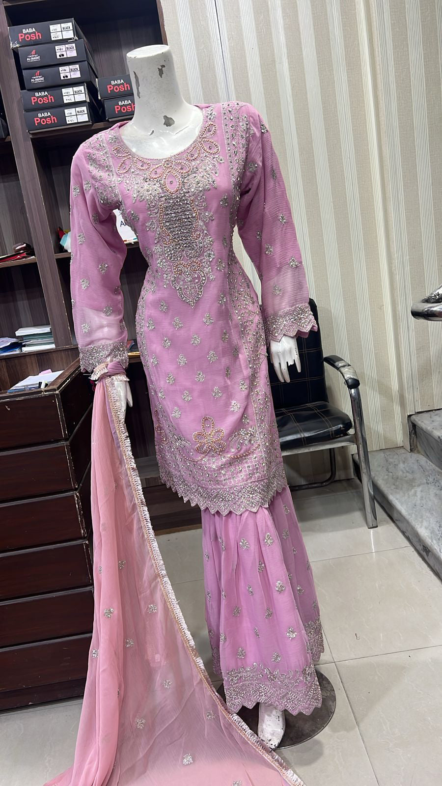 Shazaib Embroidered Chiffon 3-Piece – Mummy & Me Ledies yellow OutfitSHZ05