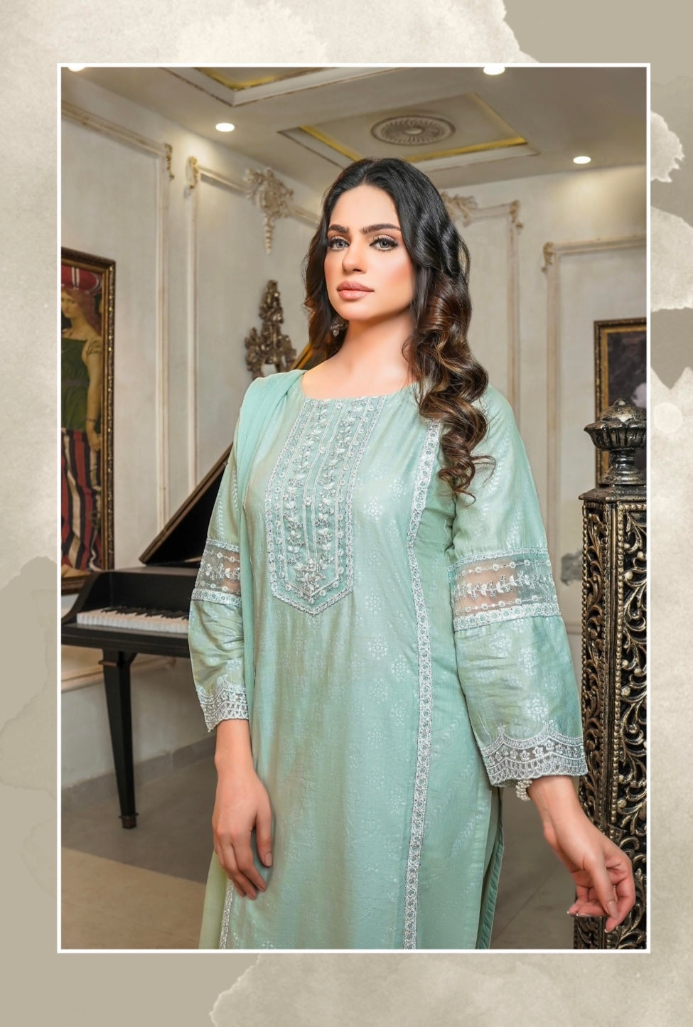 SIMRANS ‘PEARL ’ | EID EMBROIDERED SEQUENCE COTTON READYMADE | SM104