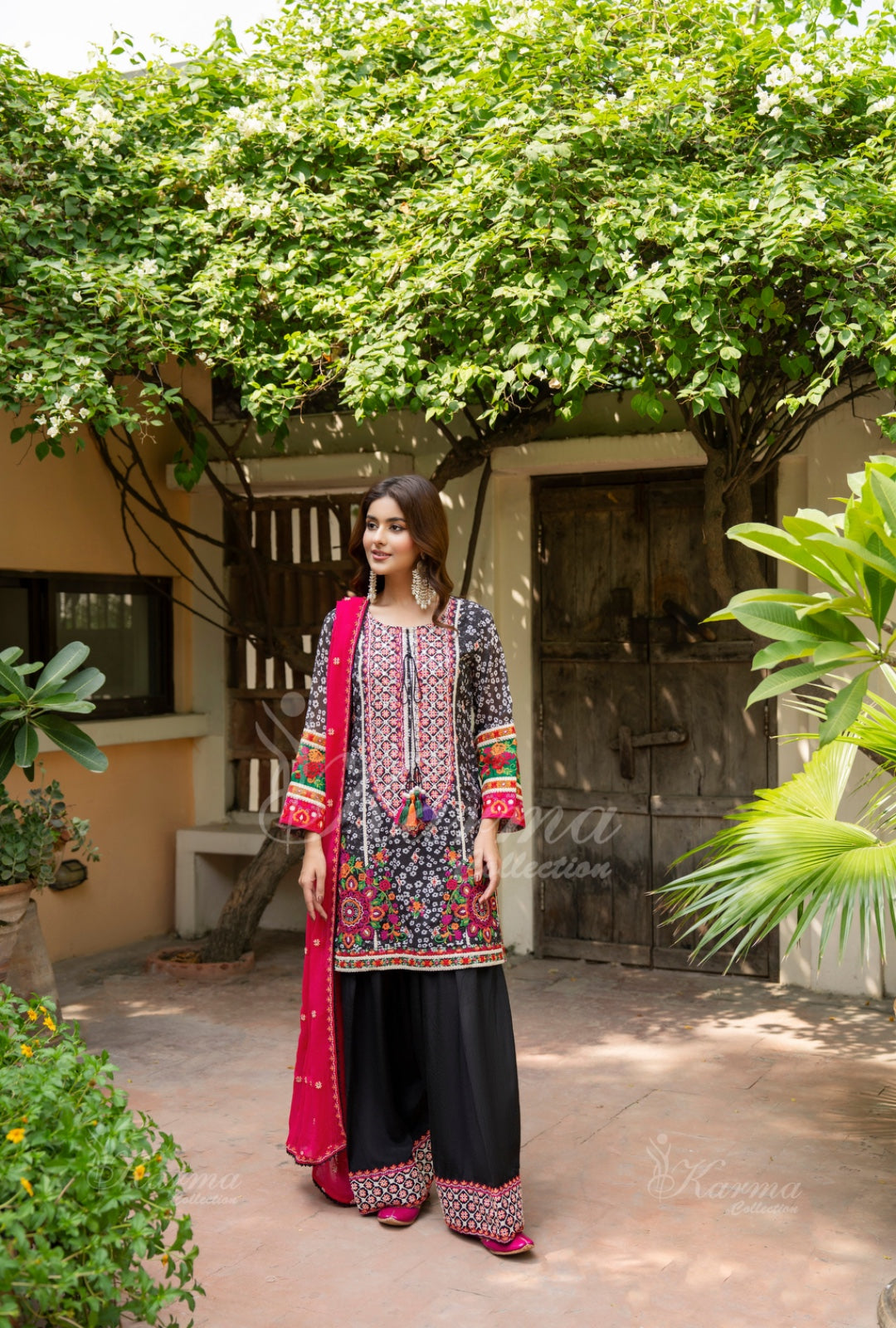 Karma Embroidered Shirt with Matte Thread Work KNC04