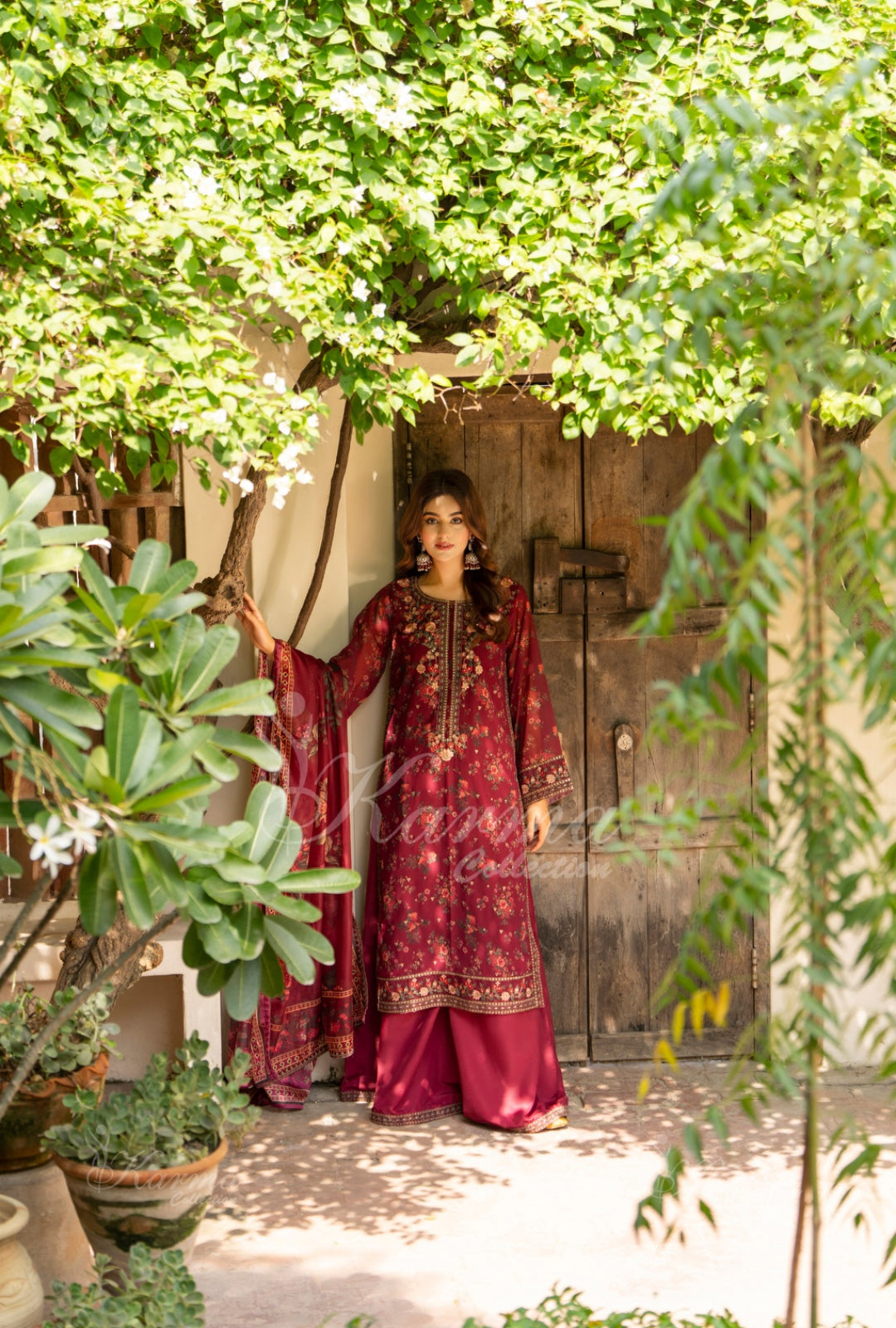 Karma Embroidered Shirt with Matte Thread Work KNC07