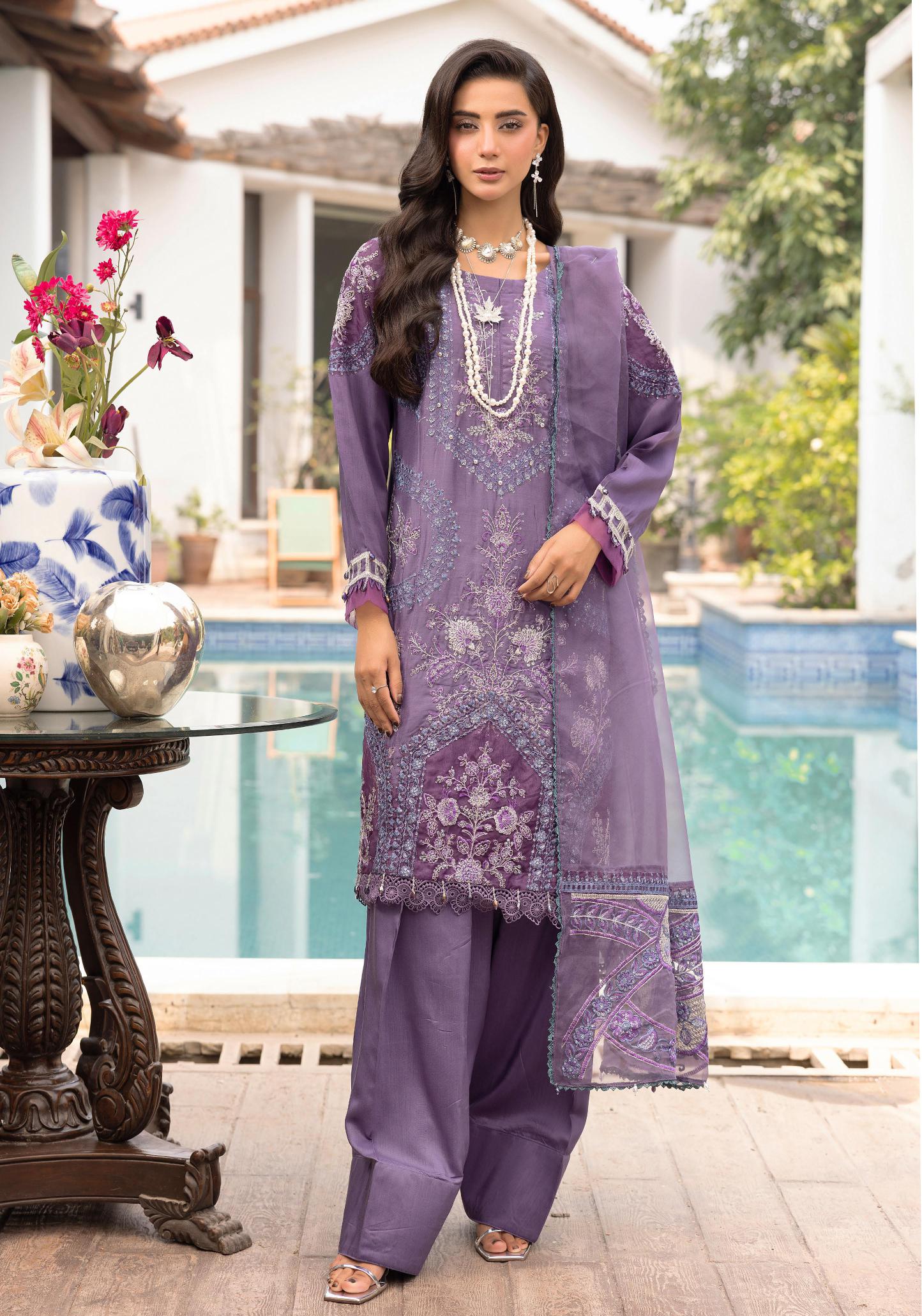 SIMRANS Khaas premium 3 piece mummy & me Ledies purple Eid outfit
